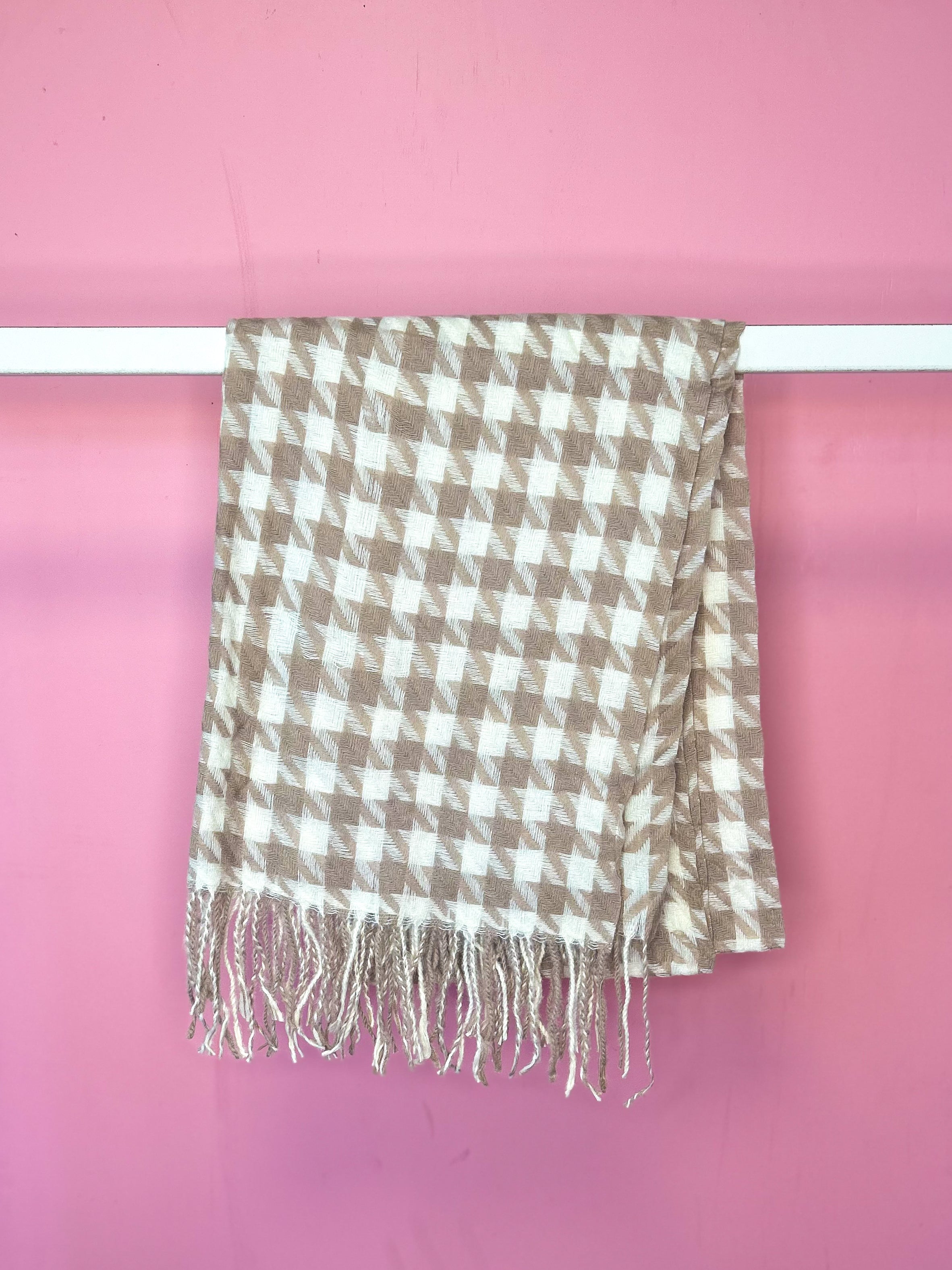 Houndstooth Beige & Cream Scarf