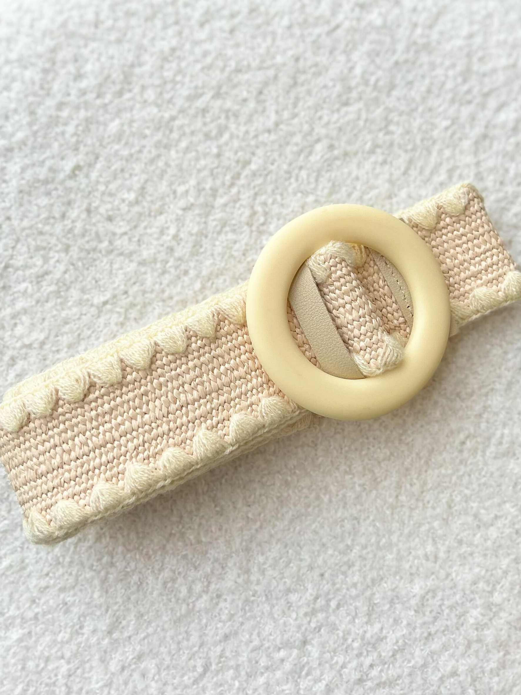 Extra Length Stretch Belt with Cream Buckle