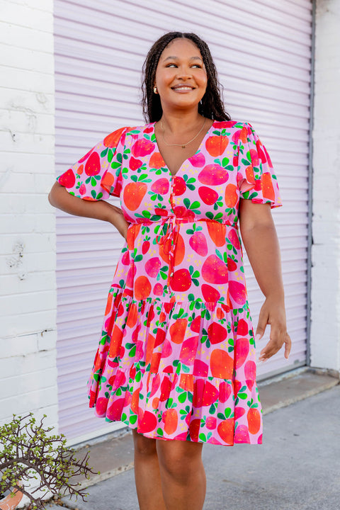 Strawberry Shortcake Dress in Kasey Rainbow Strawberry Print – Proud Poppy  Clothing