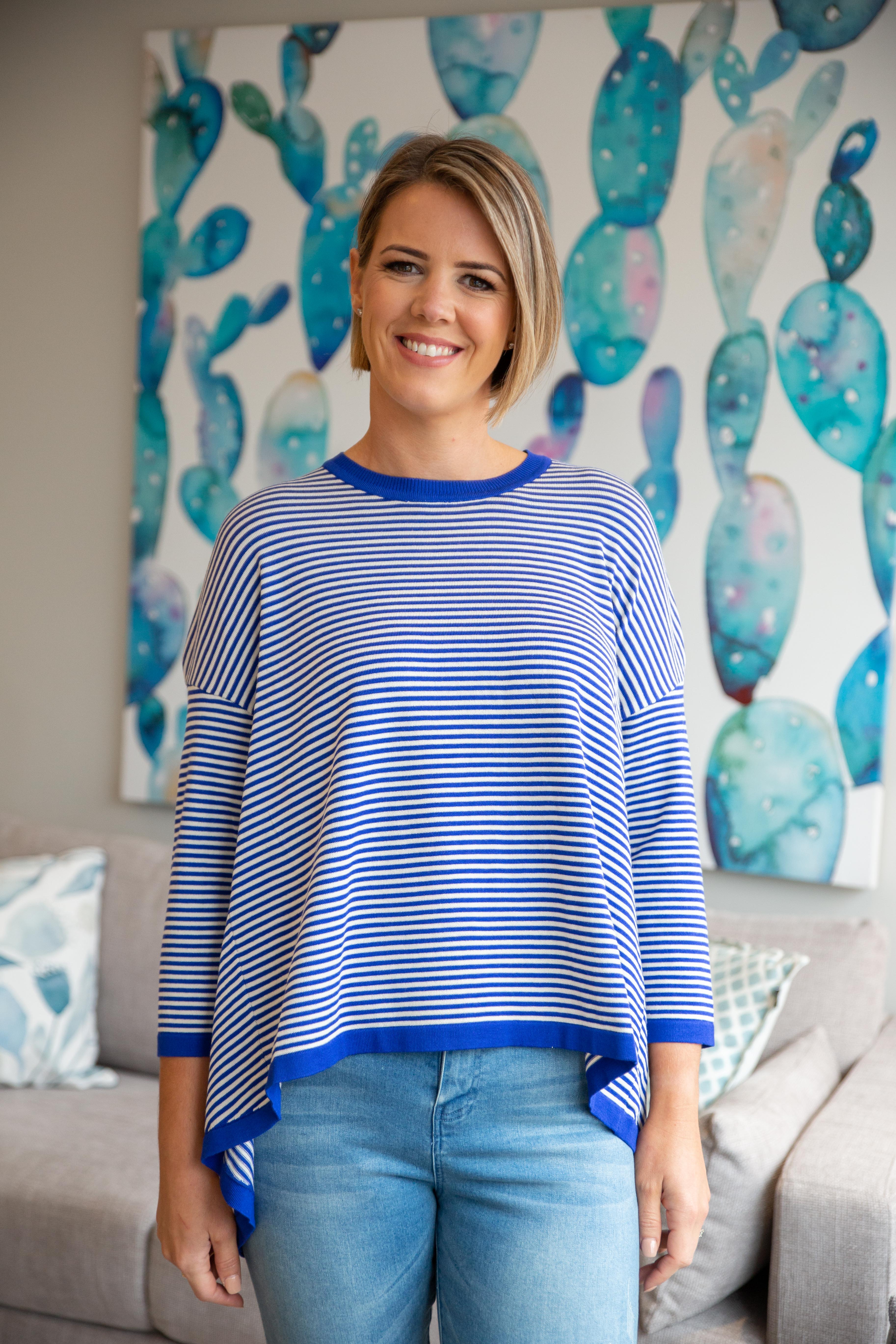 Ari Knit in Blue Stripe by Worthier