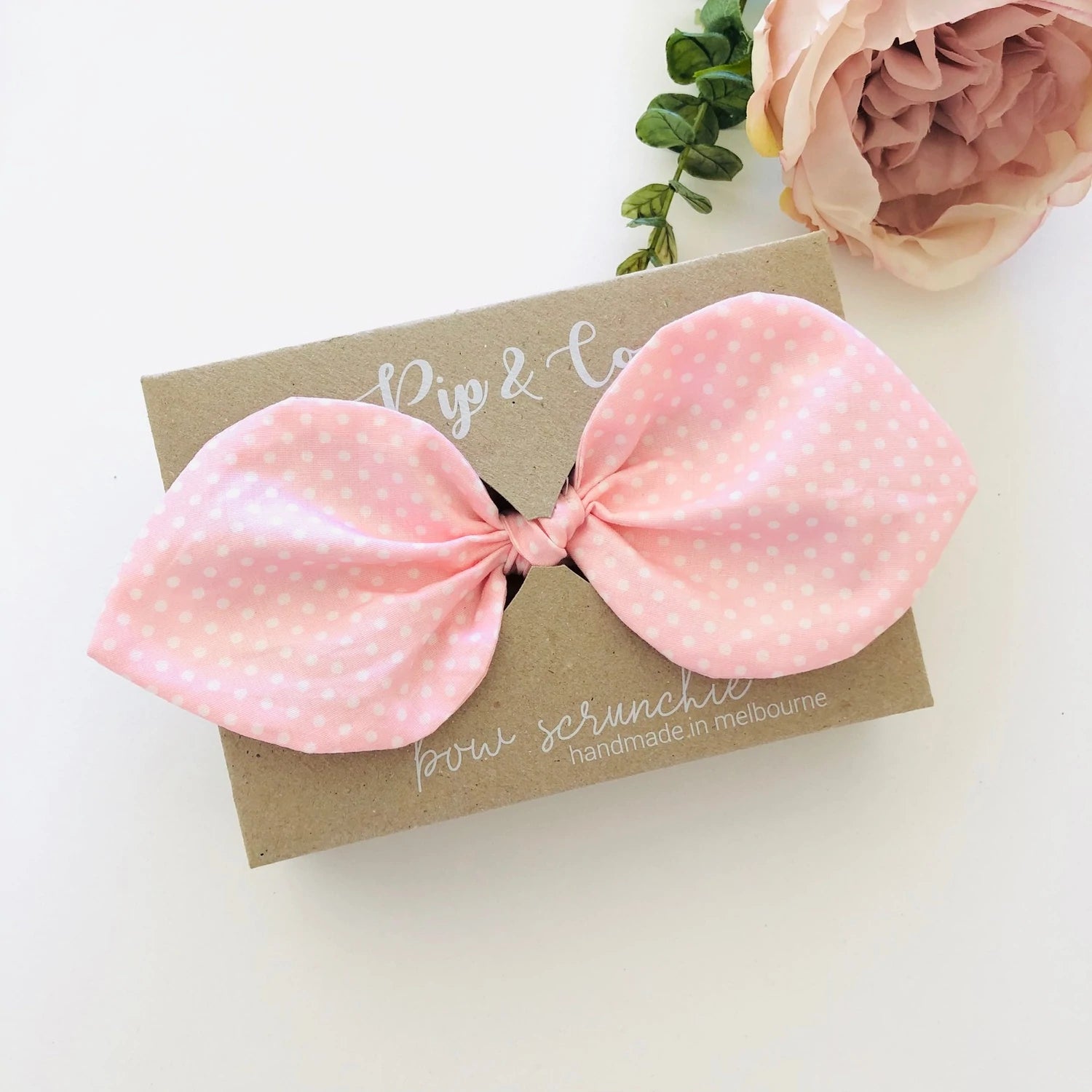 Bow Scrunchie - Fairy Floss Polka Dot