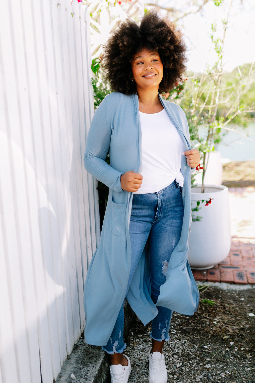 Jane Cardigan in Dusty Blue