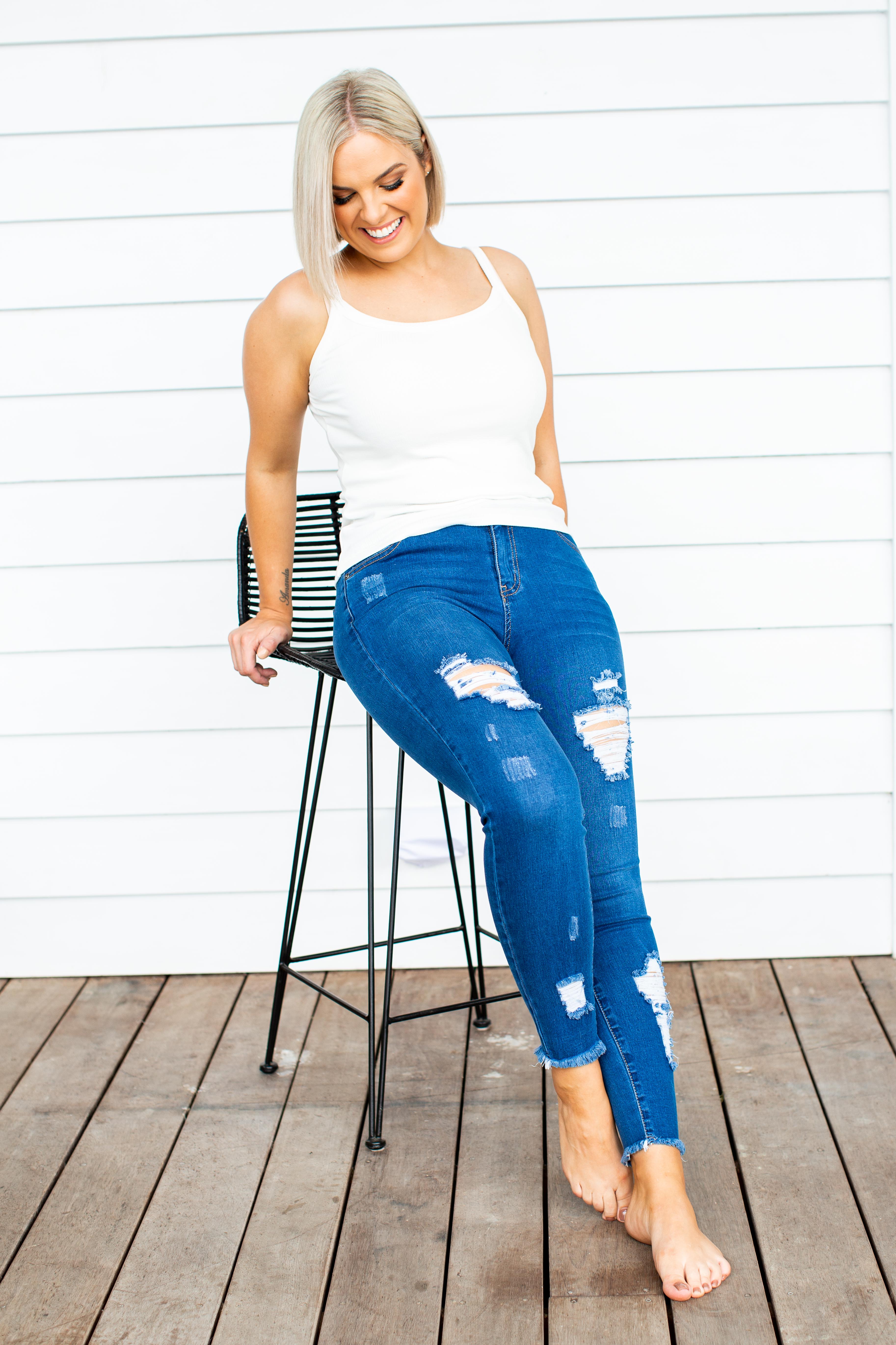 Plus Size Black Washed Ripped Pull-On HANNAH Bootcut Jeggings