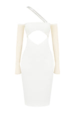 ‘Loulou’ Ivory Satin Cutout Midi Dress
