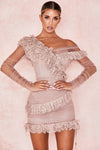 'Sorrel' Blush Lace Frill Mini Dress