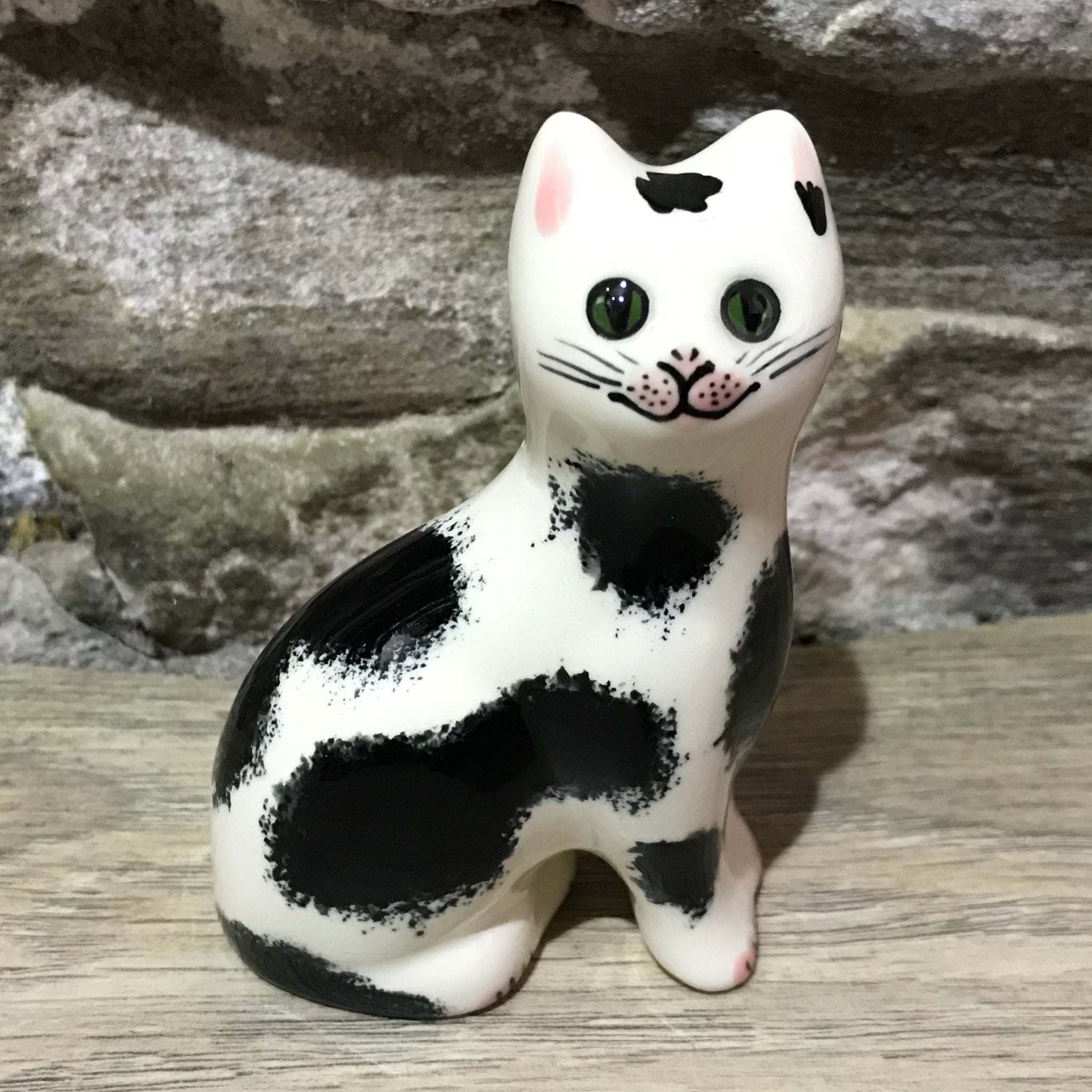 Scottish Wemyss Ware Black and White Tiny Cat | Griselda Hill Pottery