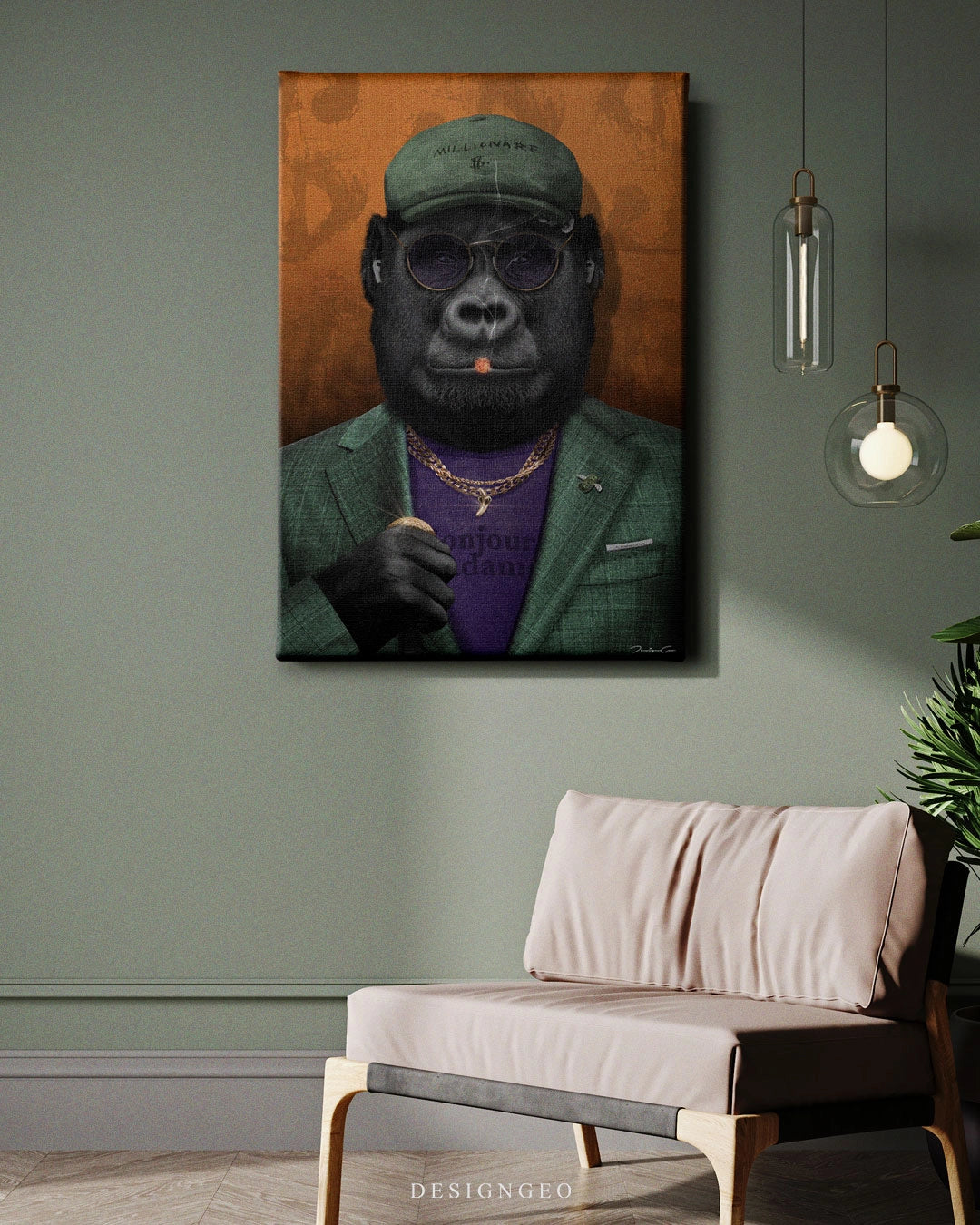 Golfer Ape Canvas Wall Art