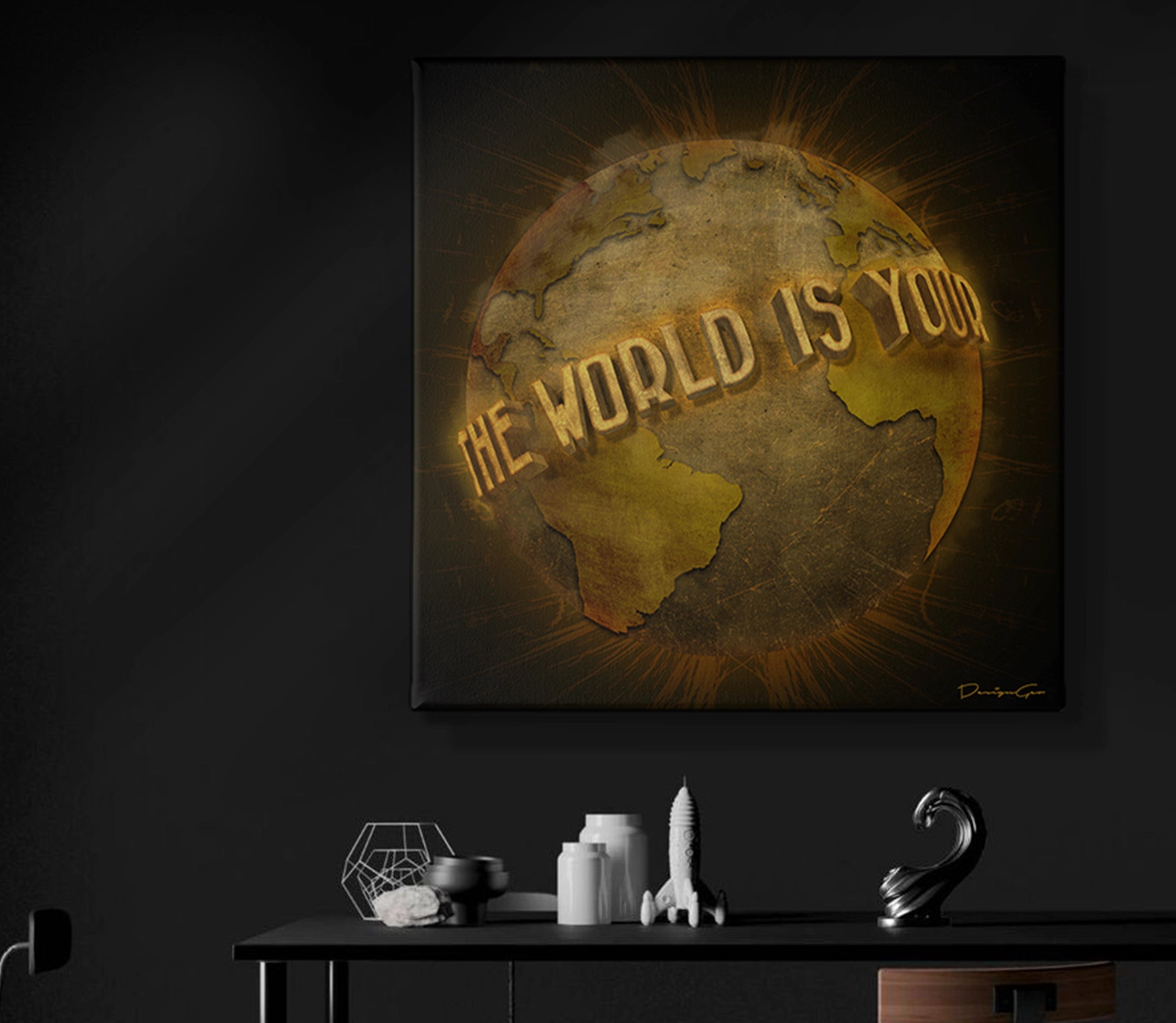 The world is yours motivational canvas print by DesignGeo