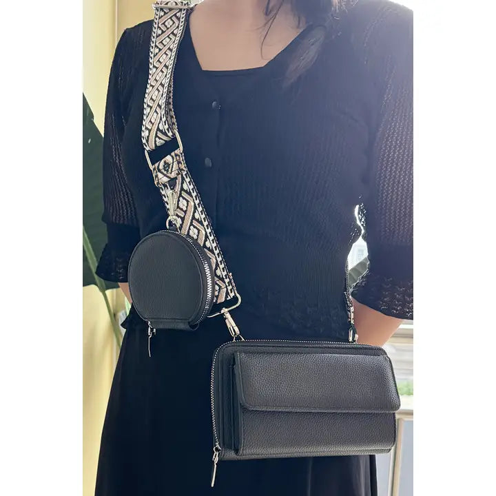 Vegan Leather Woven Weaved Crossbody Shoulder Bag