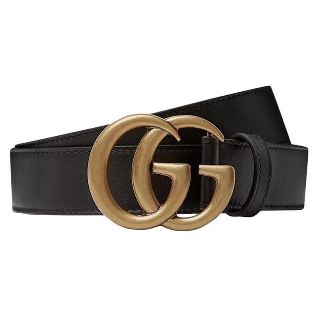 Image of Gucci Marmont Wide Leather Belt with GG Buckle