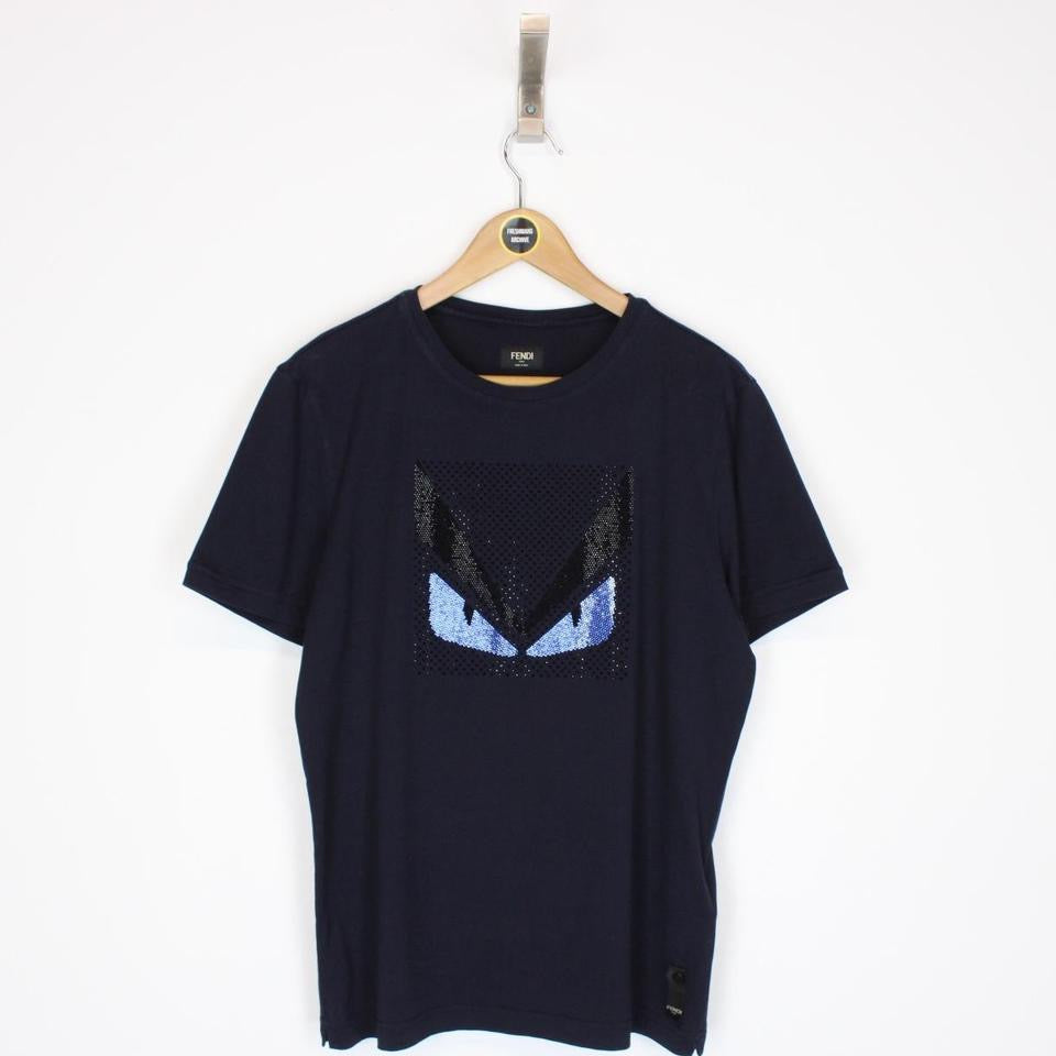 image of Fendi Crystal Embellished Monster T-Shirt Large