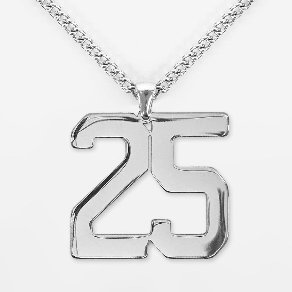 25 Number Pendant with Chain Necklace - Stainless Steel