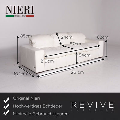 Nieri Leder Sofa Weiß Dreisitzer Couch #12106