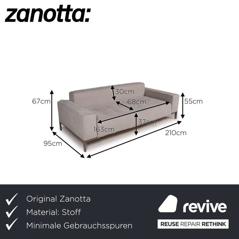 Zanotta Alfa Stoff Sofa Grau Zweisitzer Couch
