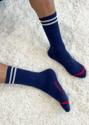 Extended Boyfriend Socks - Navy - Frances Jaye
