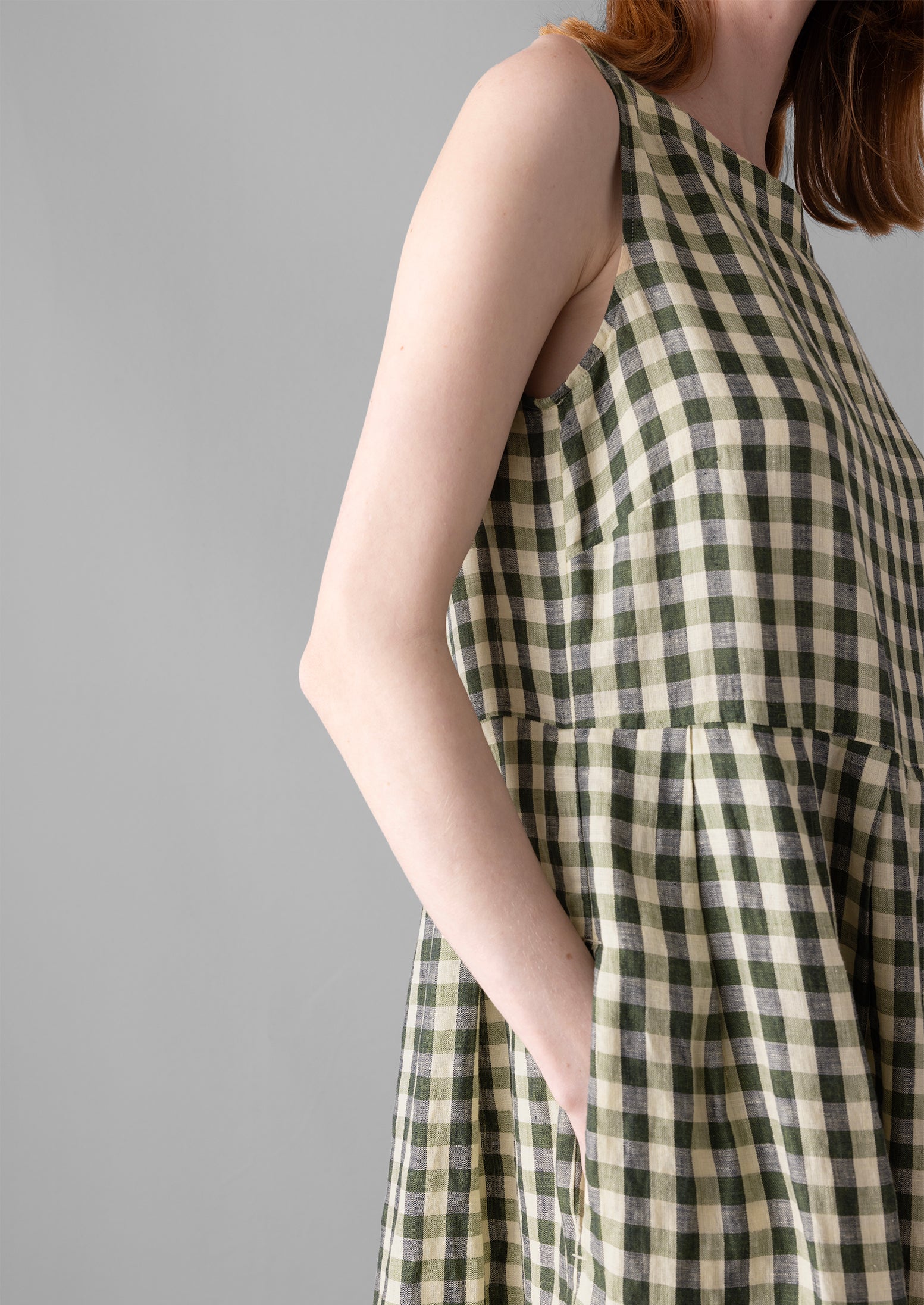 Gingham Linen Dress | Garden Green