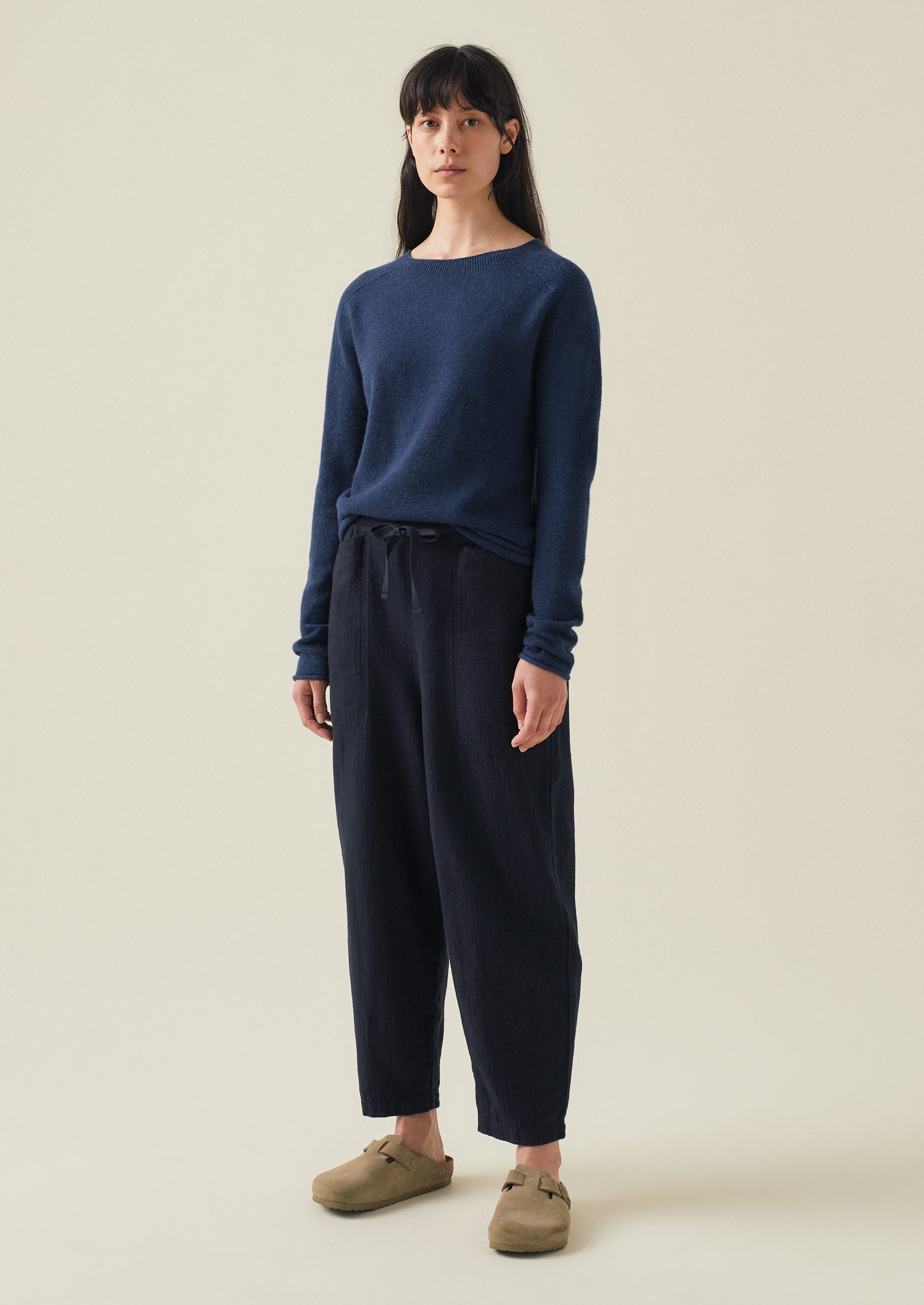 Wool Cashmere Neat Sweater | Midnight