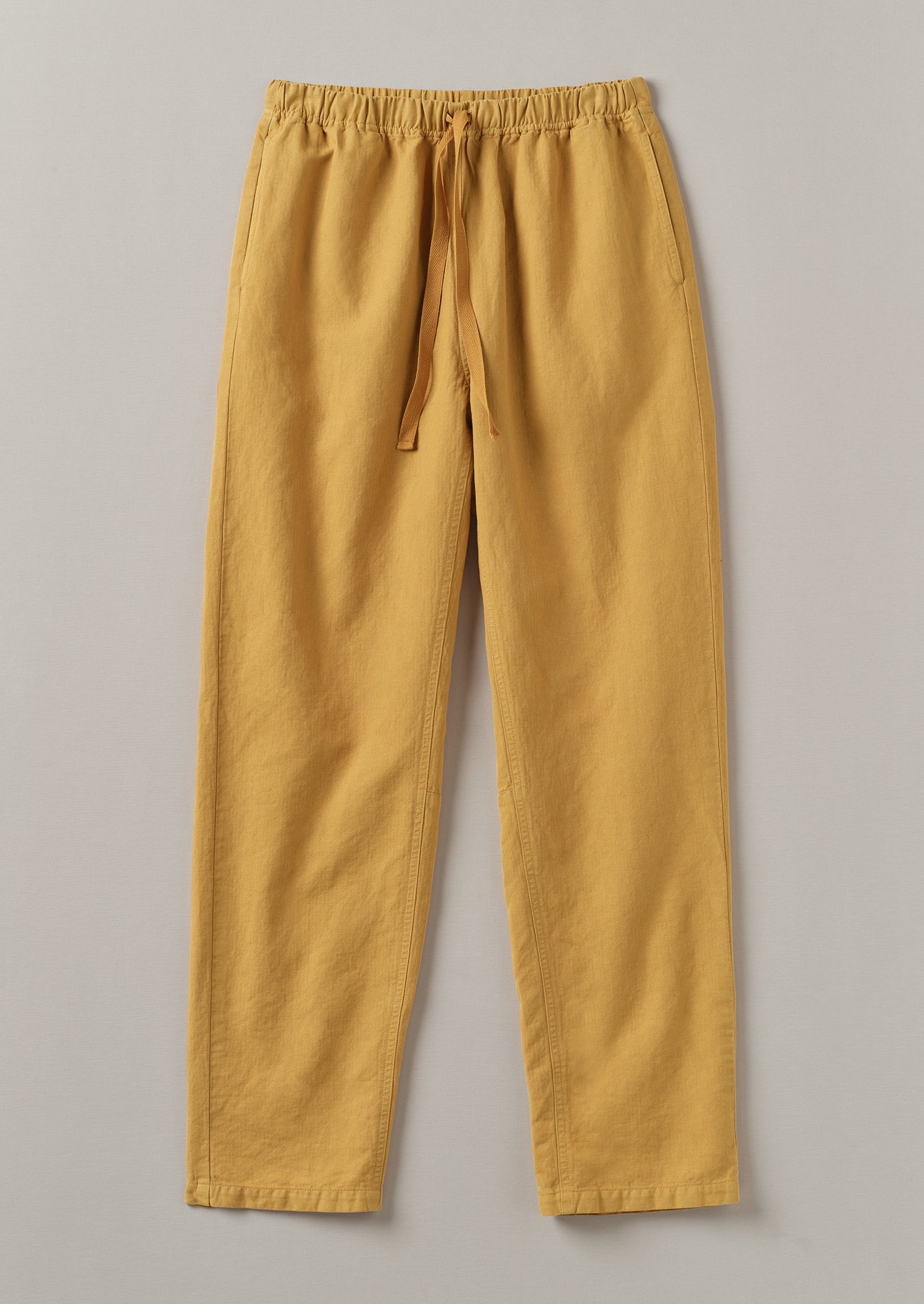 Garment Dyed Herringbone Trousers | Mustard