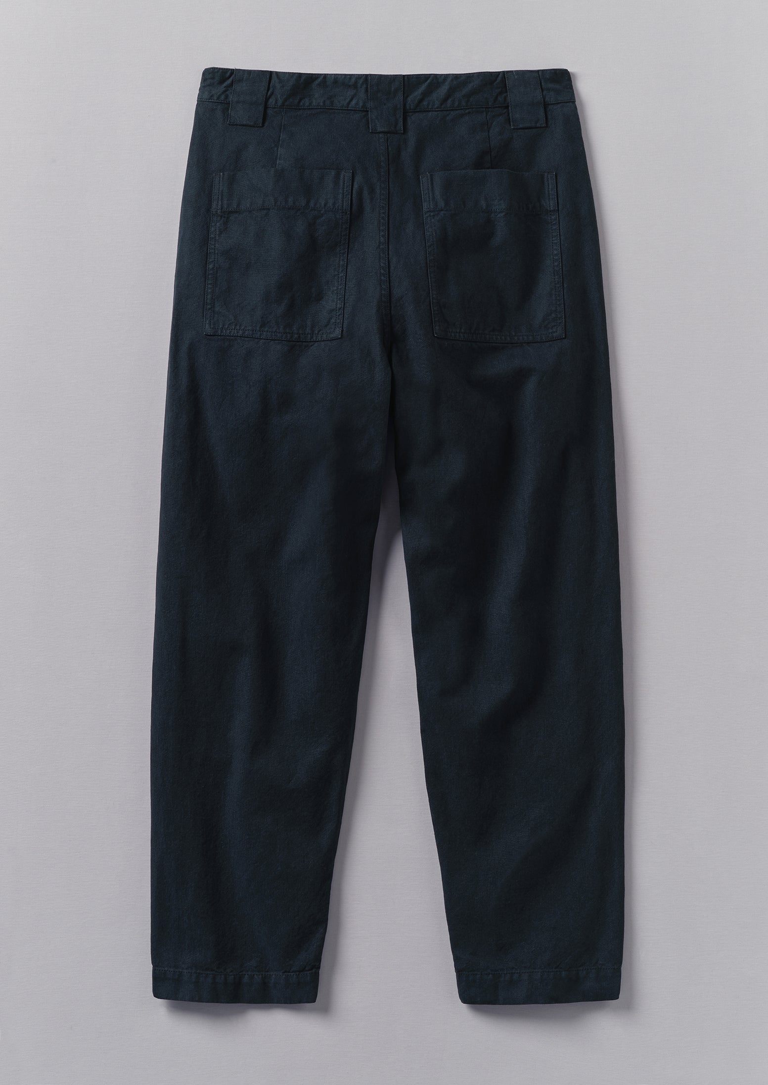 Cotton Canvas Tapered Trousers | Blue Navy