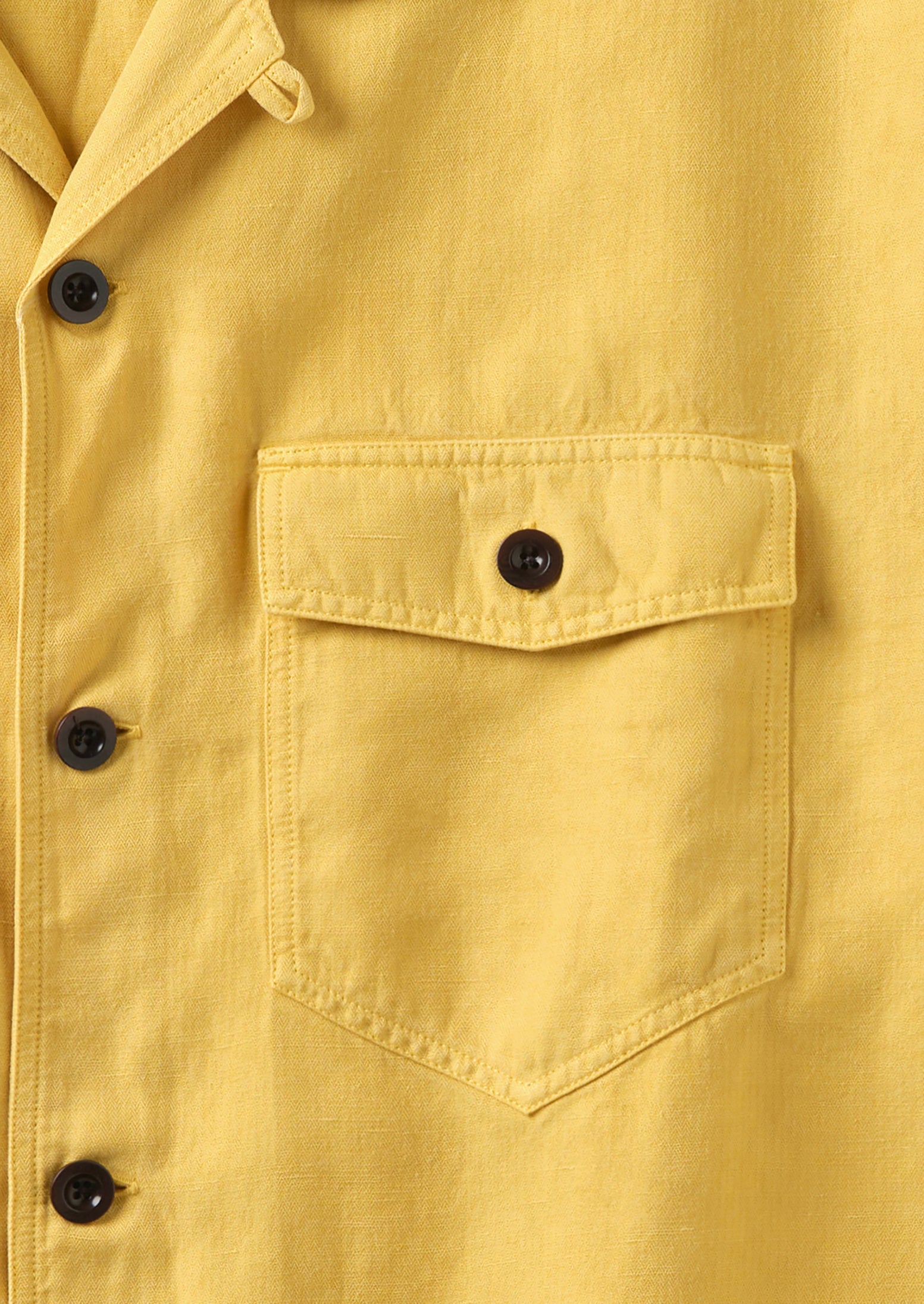 Camp Collar Herringbone Shirt | Gorse