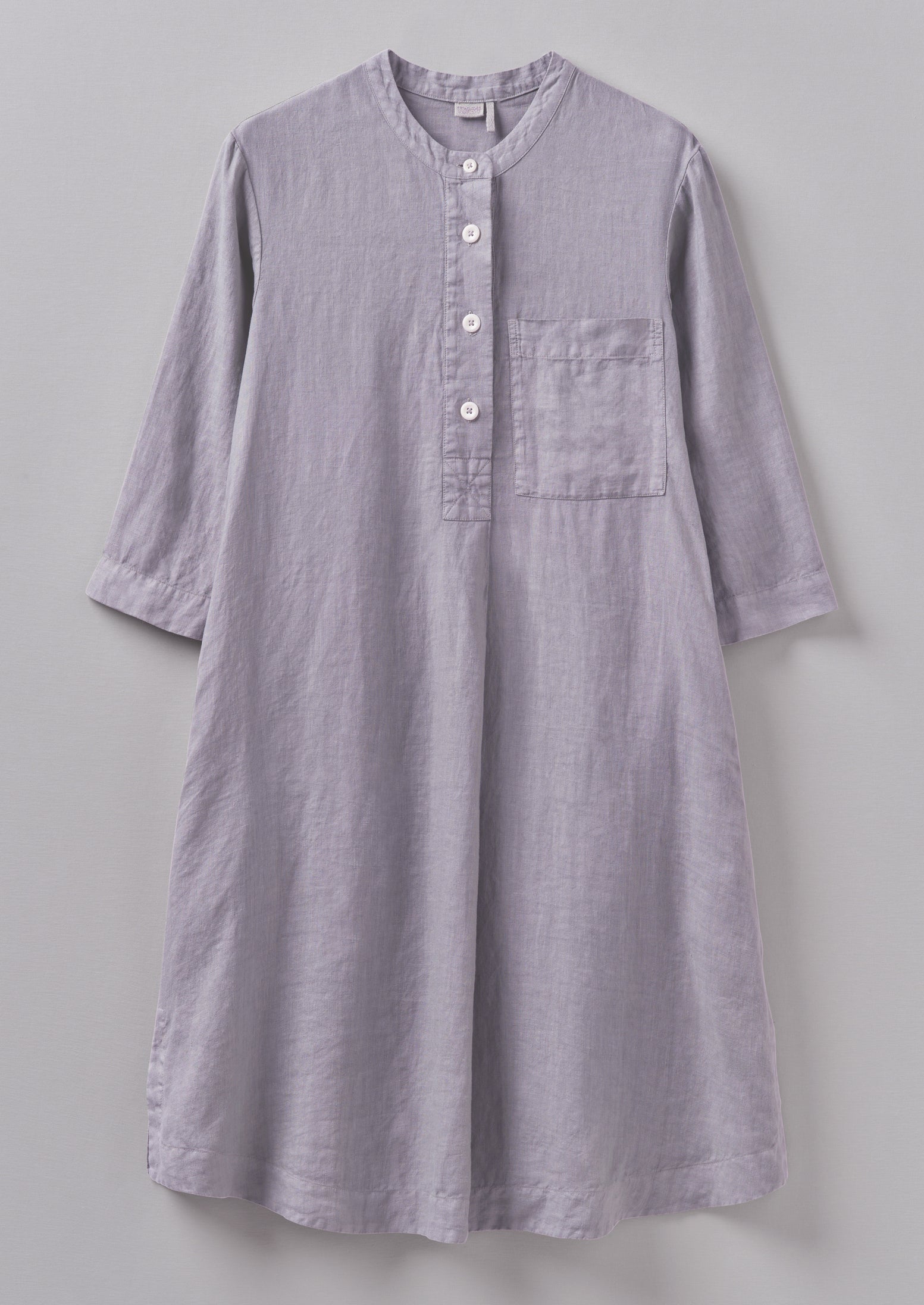 Half Placket Lightweight Linen Lounge Dress | Blue Stone