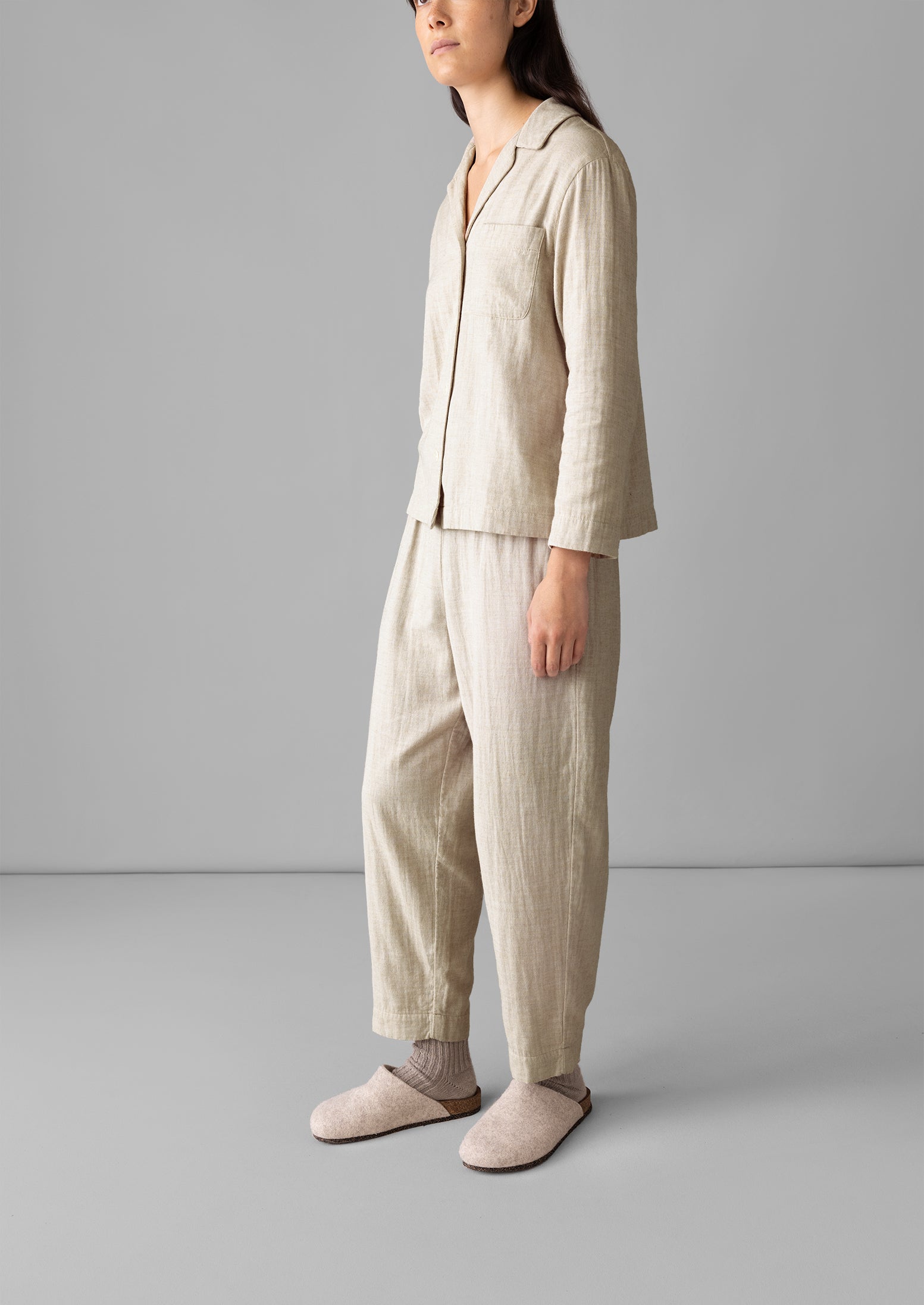 Mia Soft Double Cotton Pyjamas | Sand