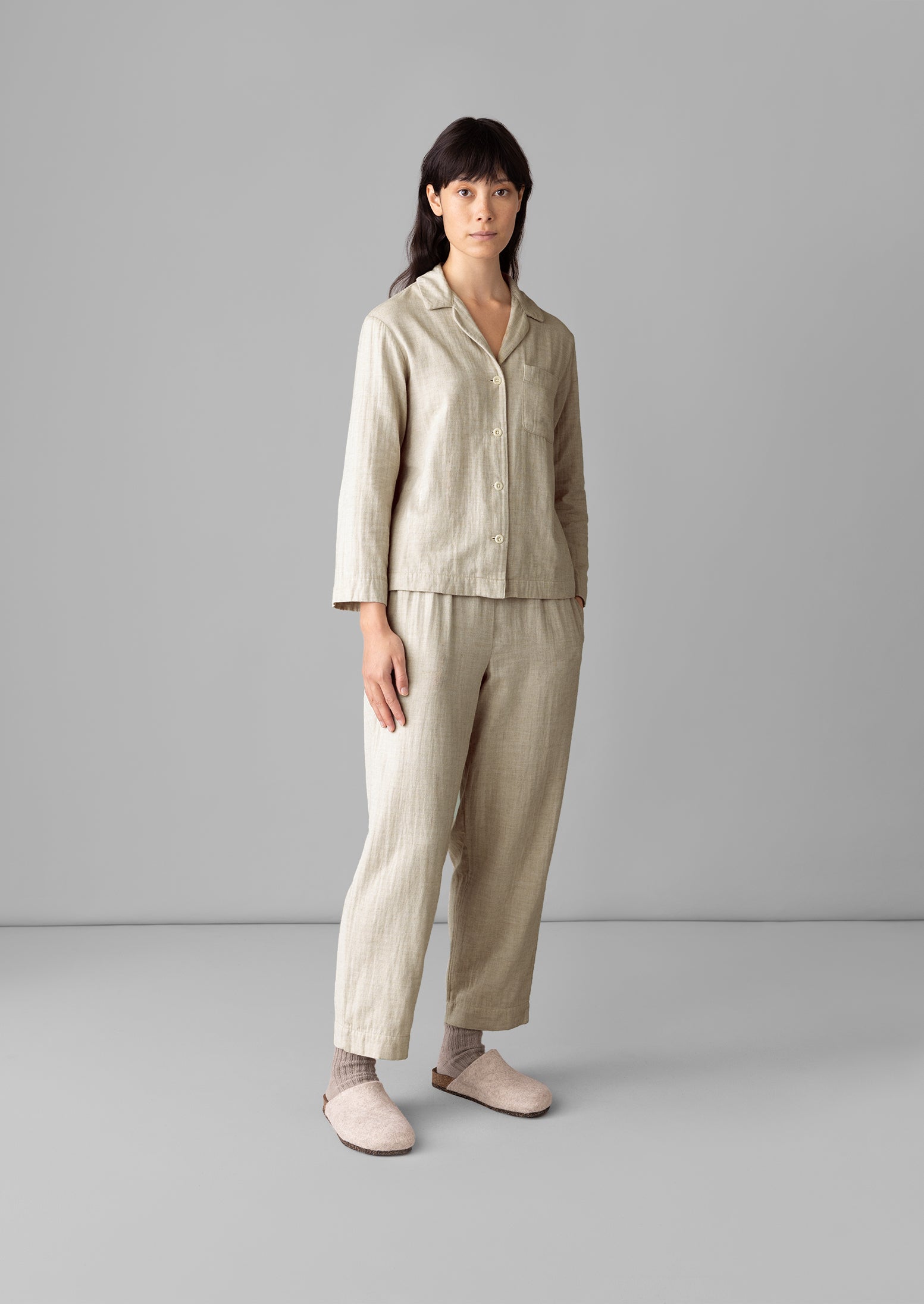 Mia Soft Double Cotton Pyjamas | Sand