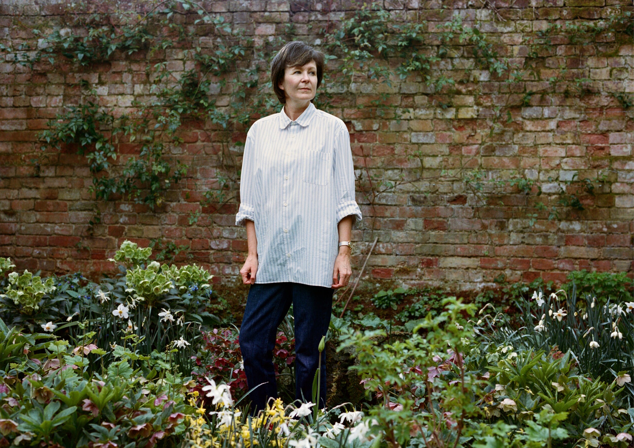 Female author standing in a garden