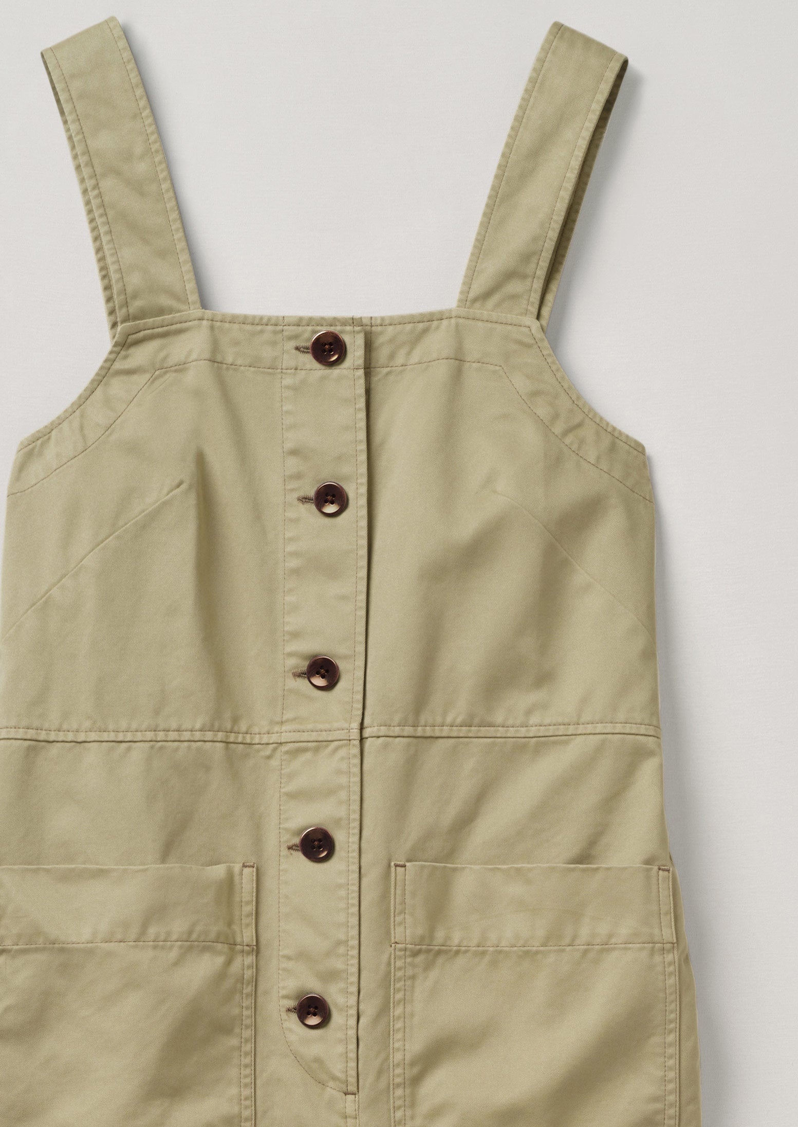 Herringbone Cotton Dungarees | Stone