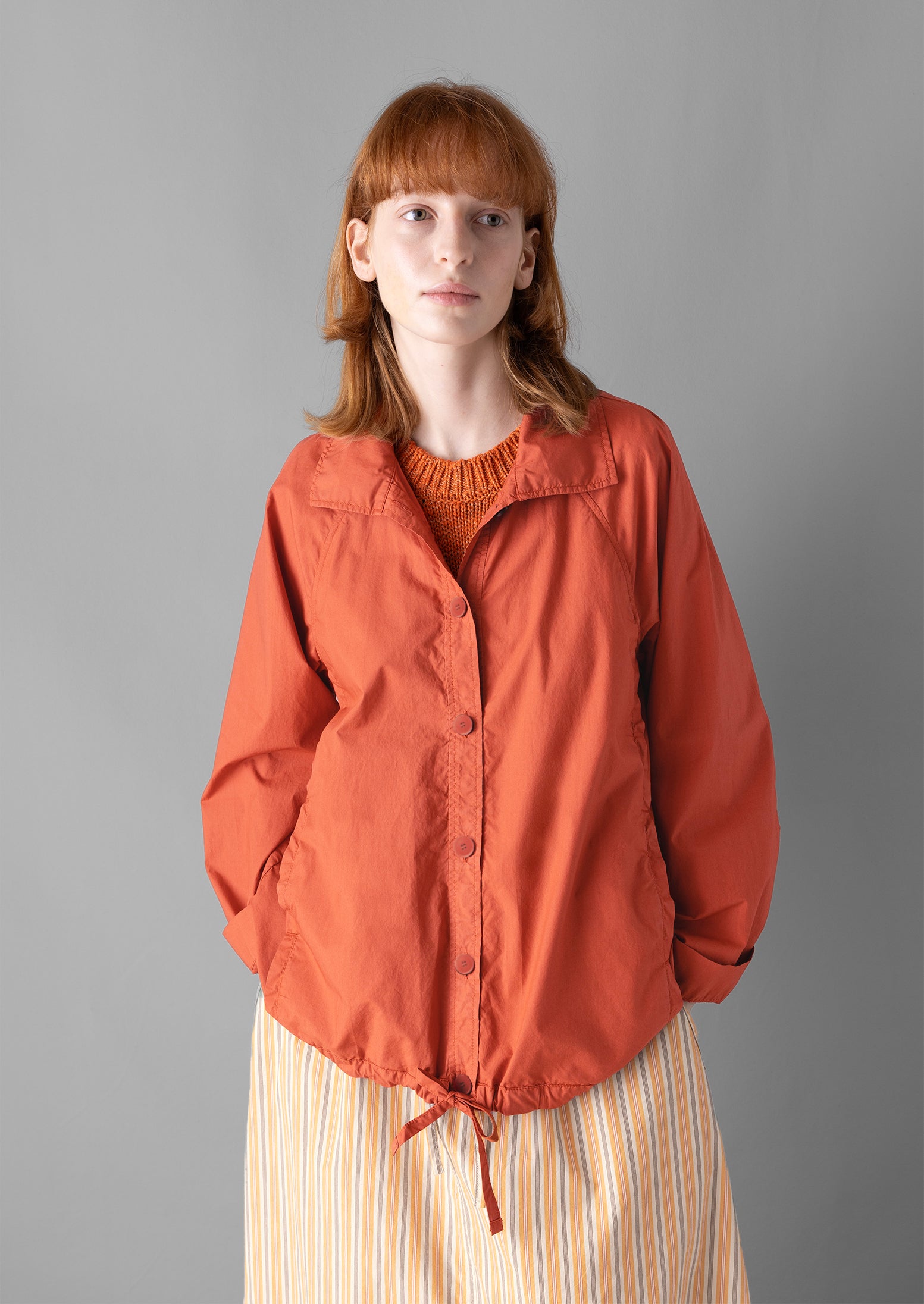 Cotton Poplin Raglan Jacket | Russet Orange