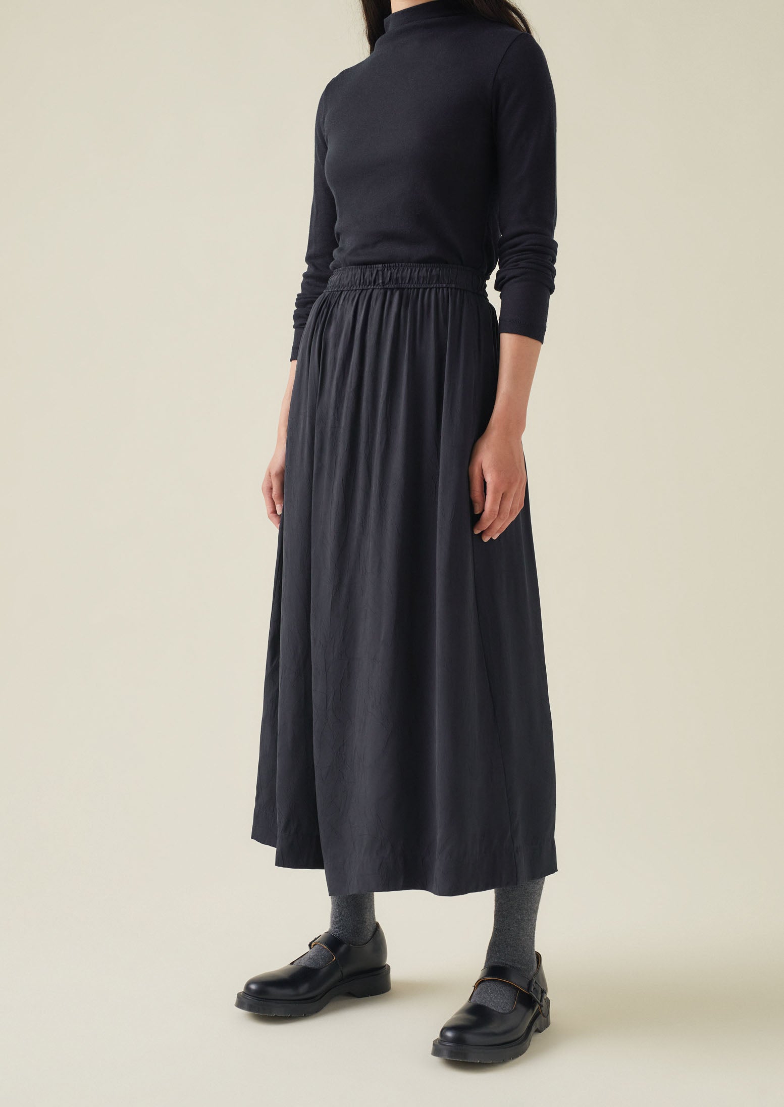 Crinkle Twill Culottes | Midnight