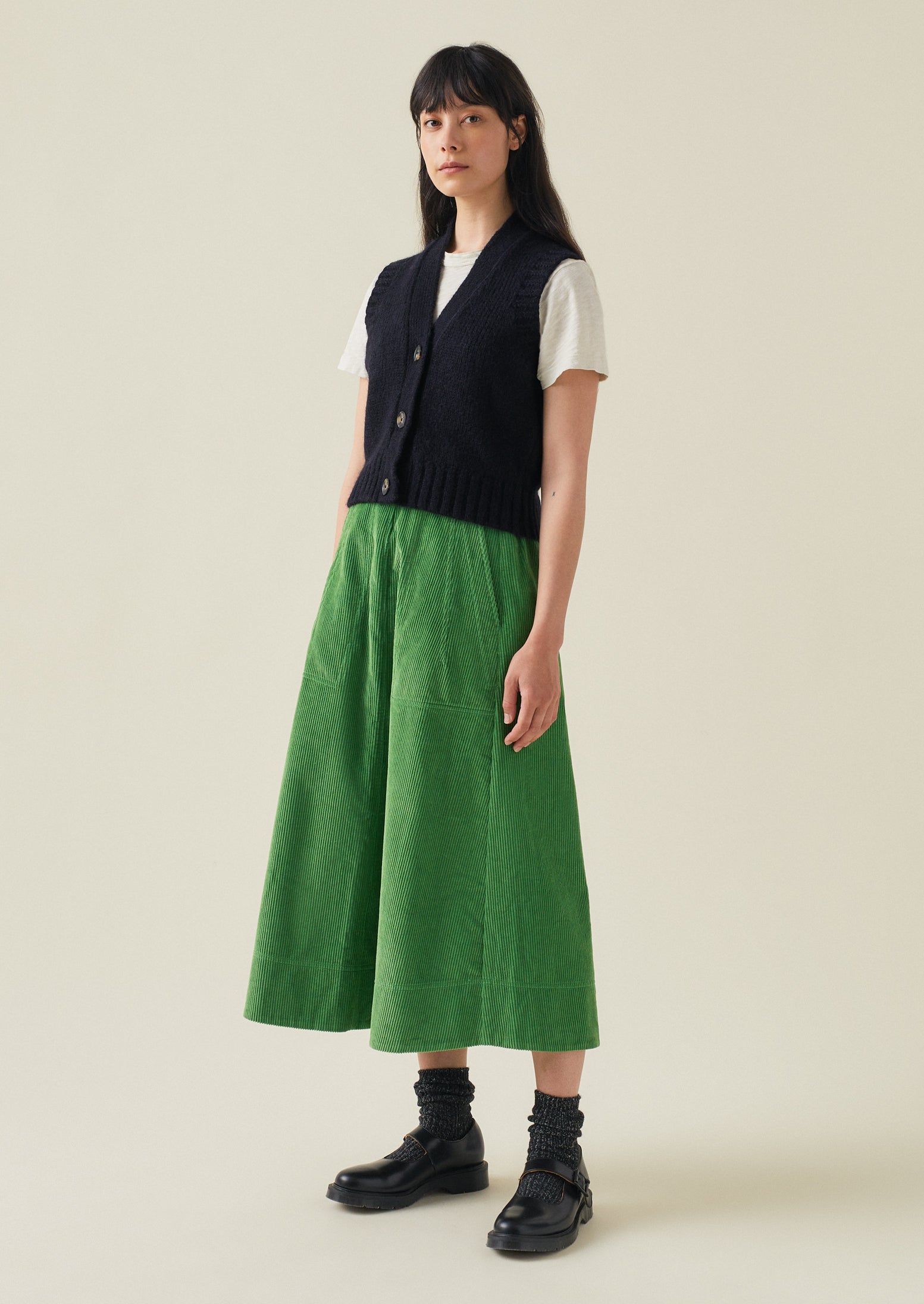 A Line Organic Cord Skirt | Spruce