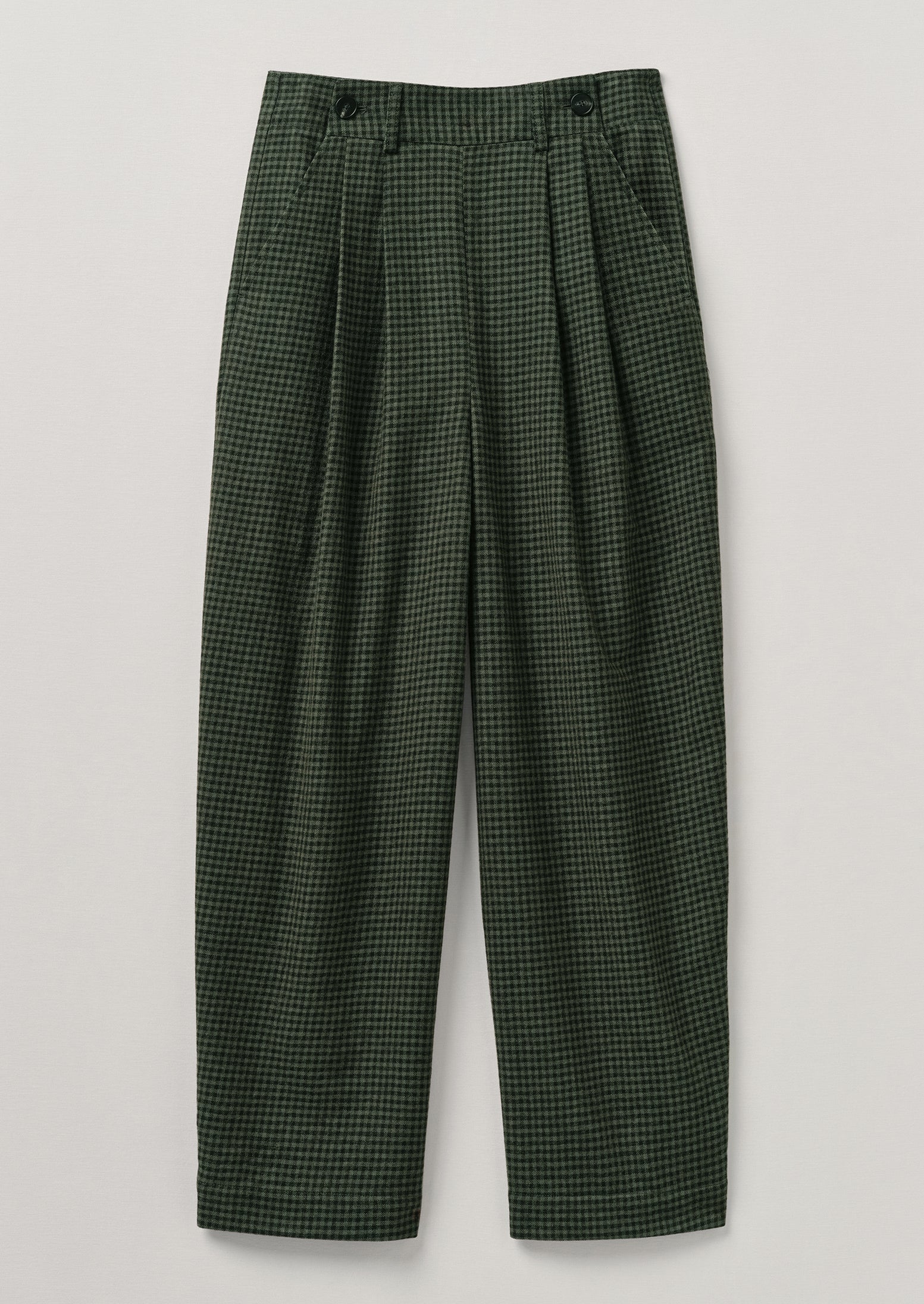 Mariner Check Cotton Wool Trousers | Green/Multi