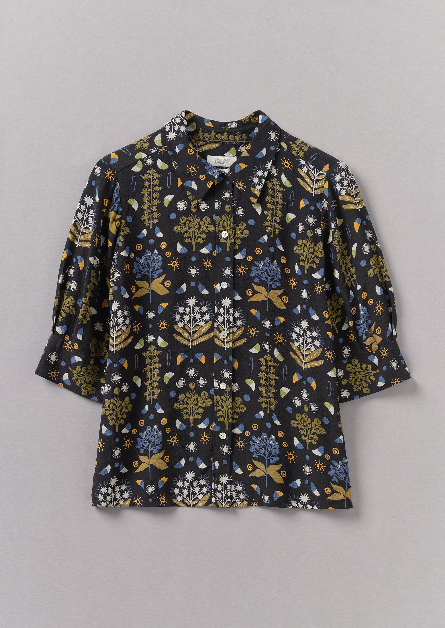 Collector Print Crepe Shirt | Oil Green