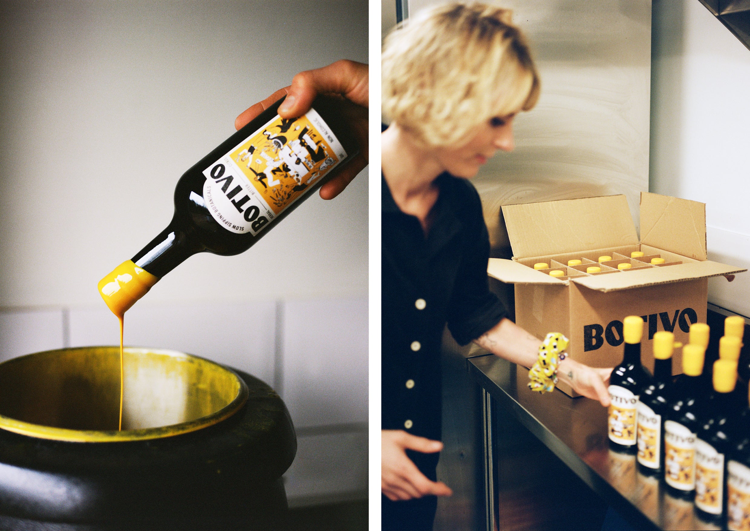 A bottle being dipped in wax.