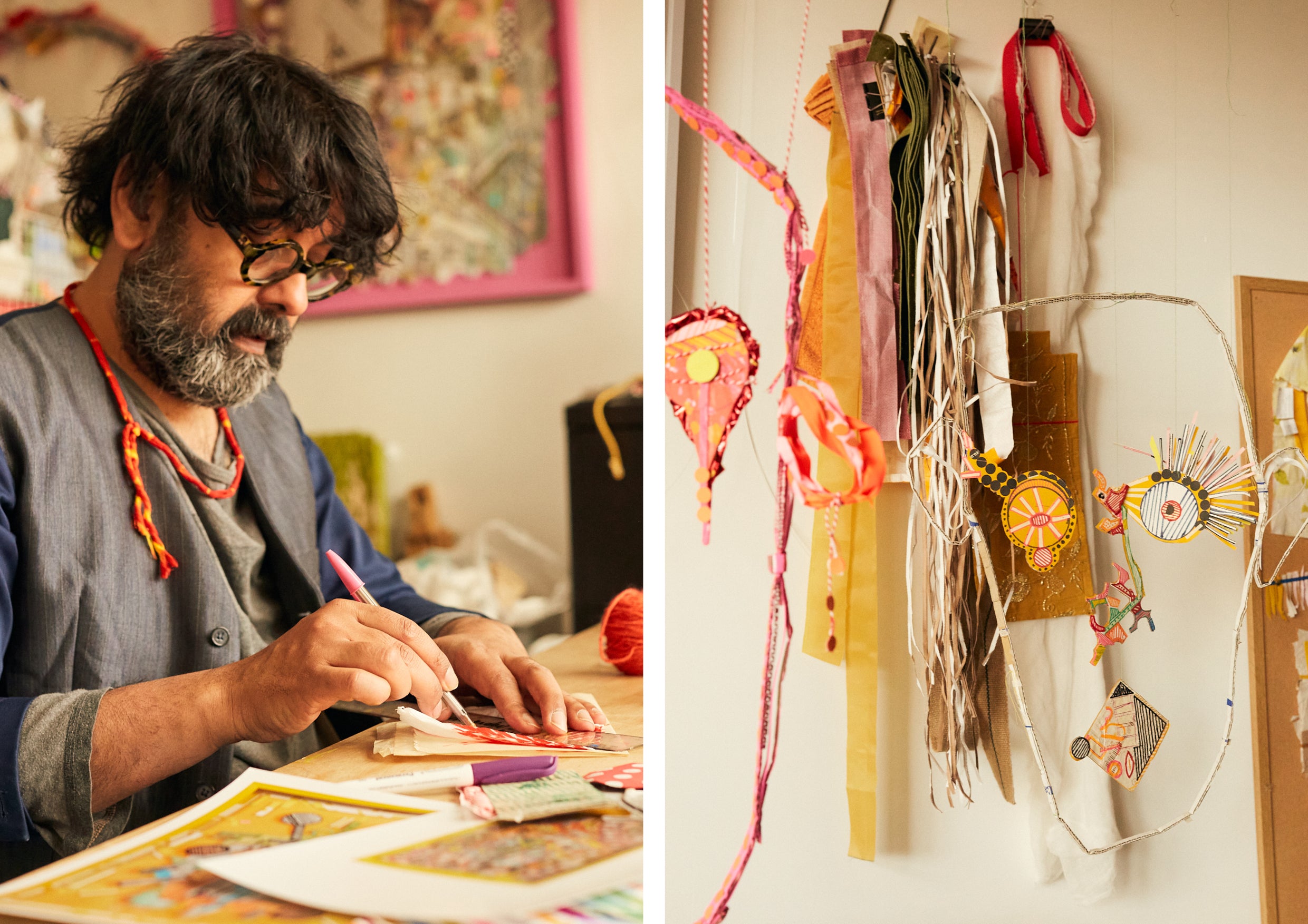 Man crafting at a table