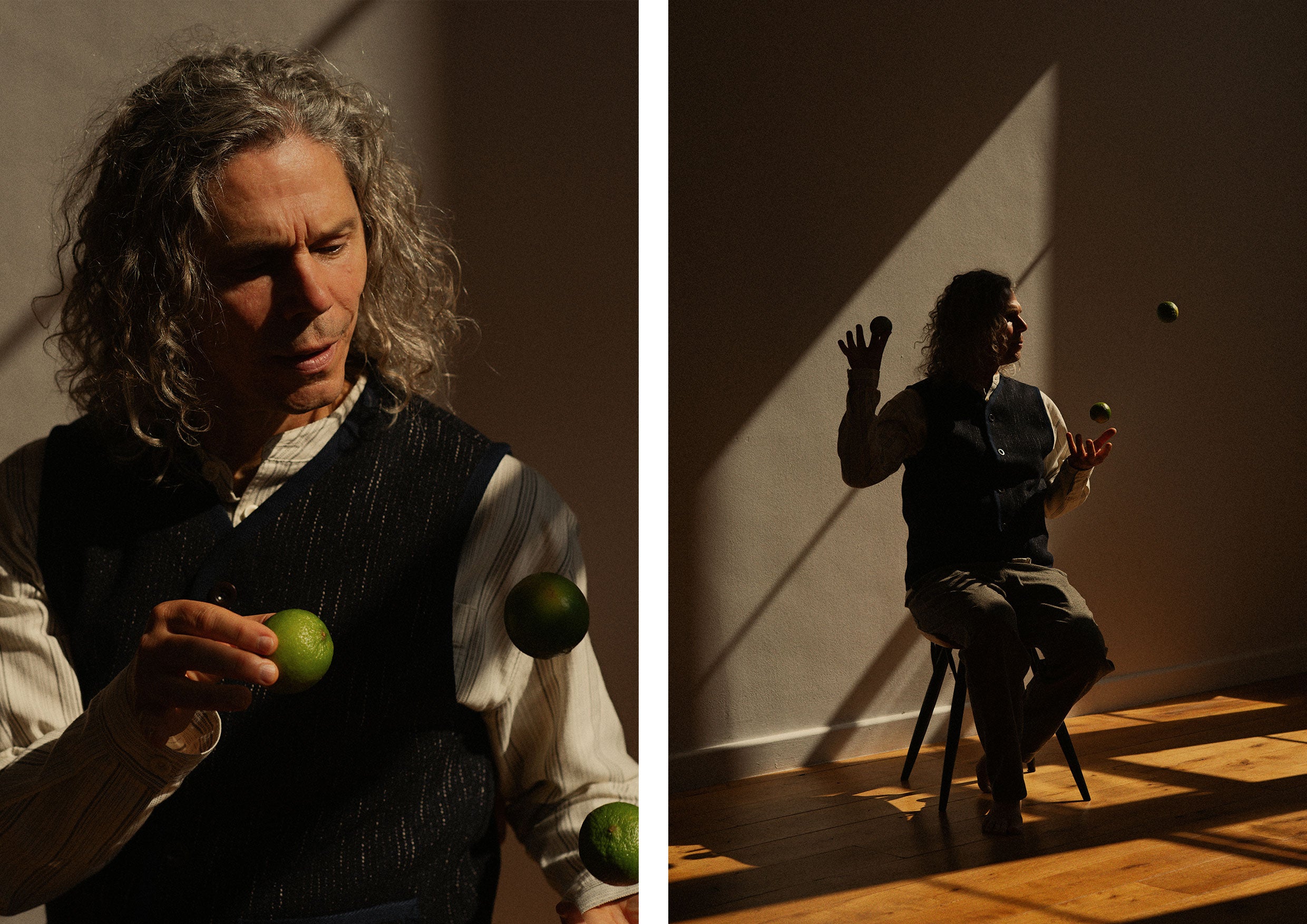 Man juggling with limes