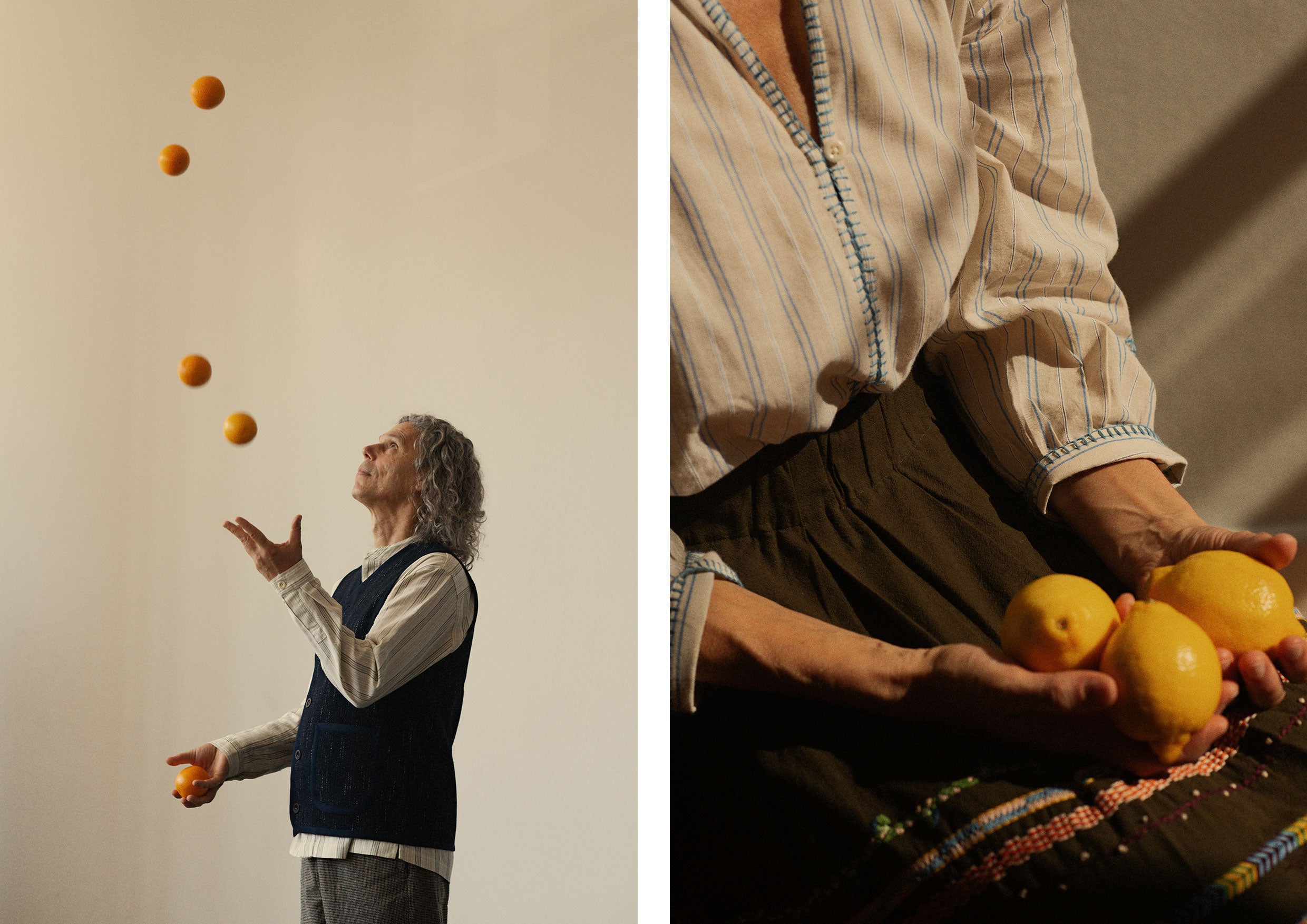 Man juggling with oranges