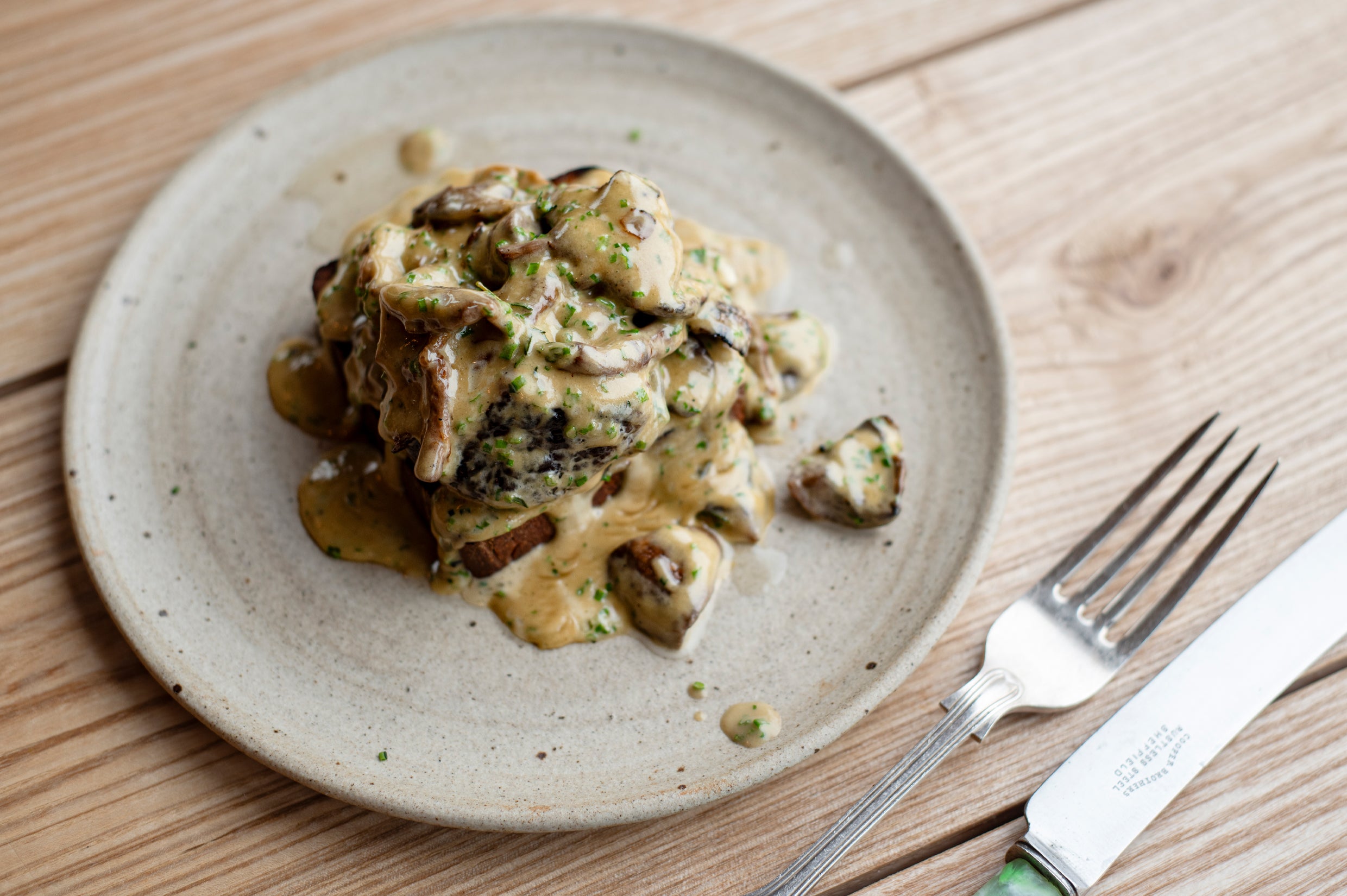 Mushrooms with beef fat brioche