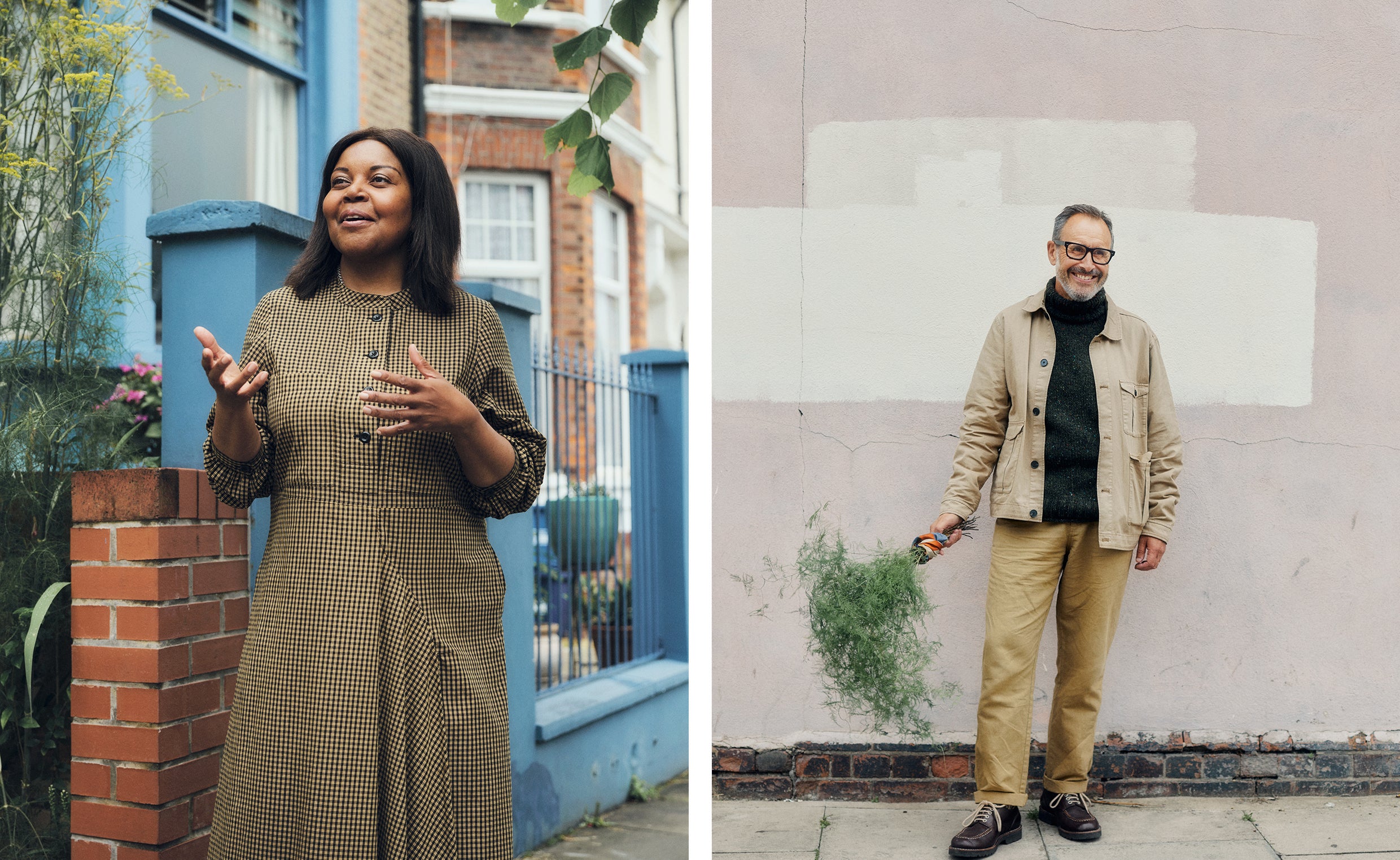 Two people wearing TOAST clothing