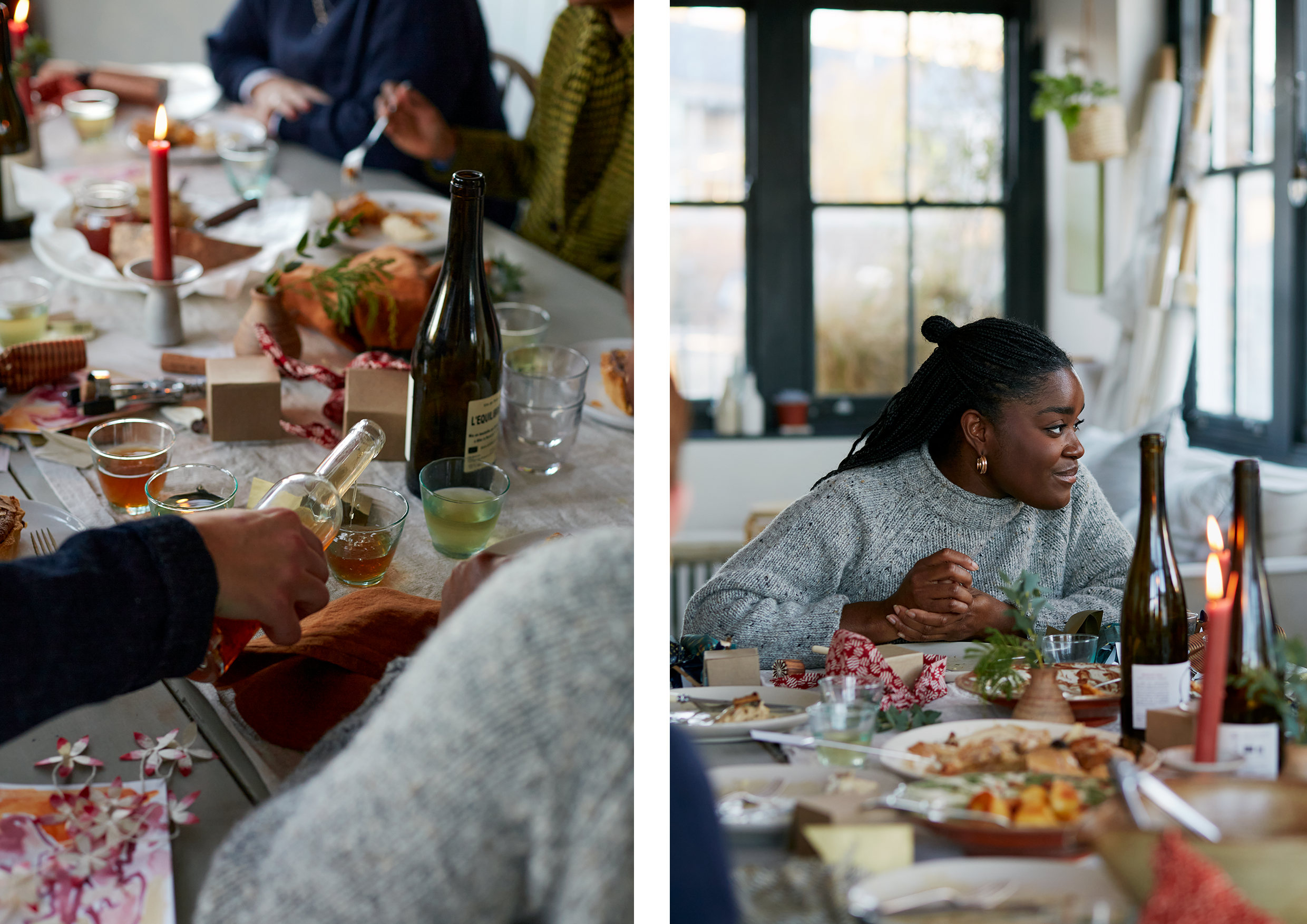 A woman sat in a grey jumper at a table