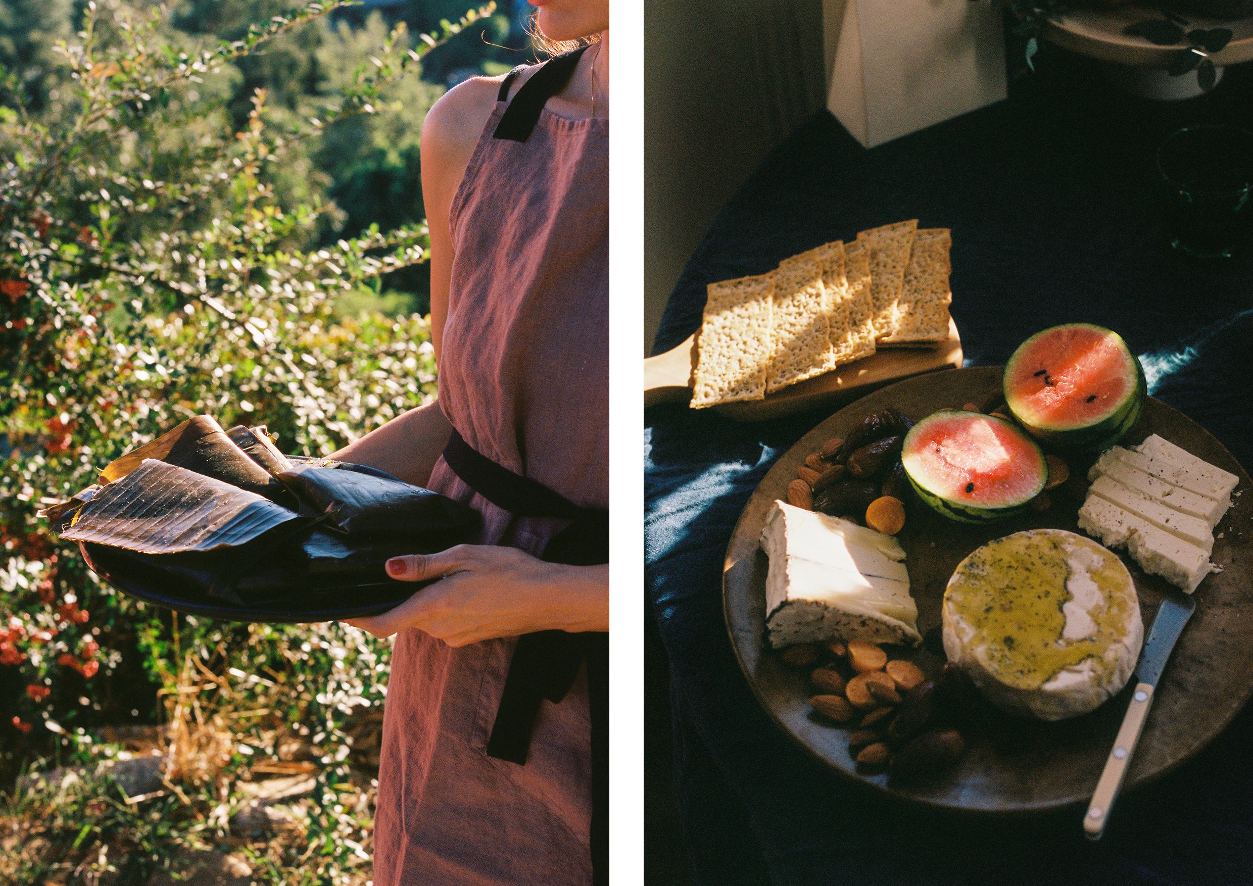 Woman serving tamales on a plate