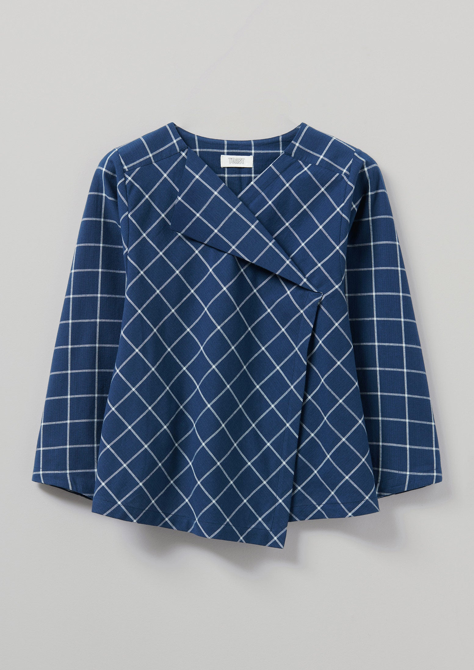 Placed Check Cotton Shirt | Blue/Ecru