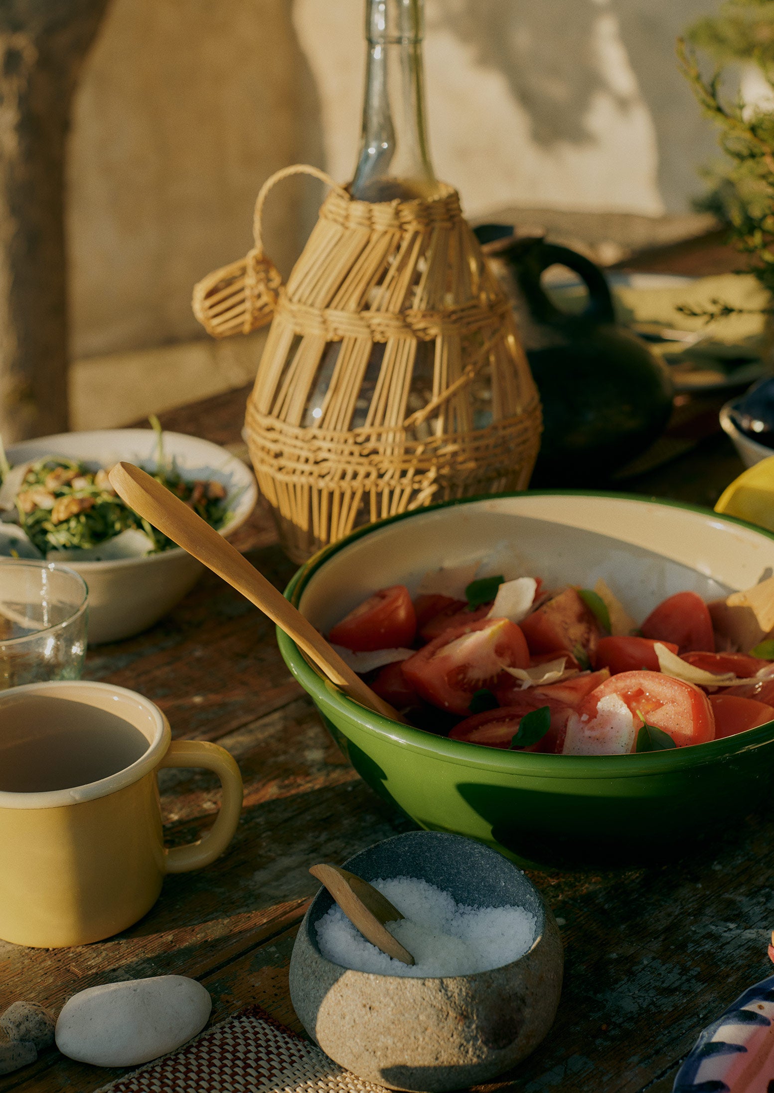 Enamel Salad Bowl | Cream/Leaf