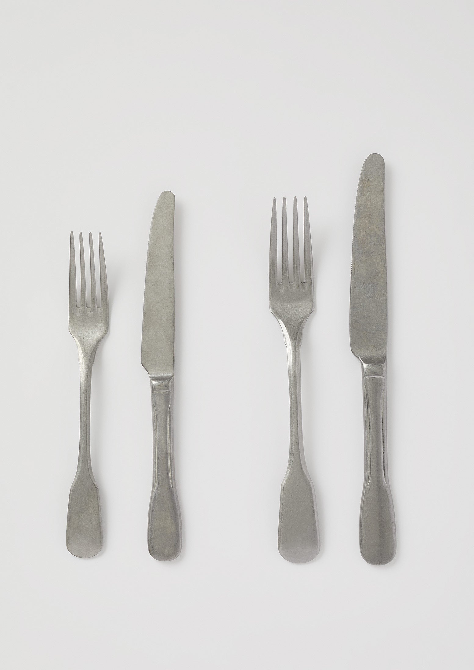 Stonewashed Small Knife and Fork Set | Silver