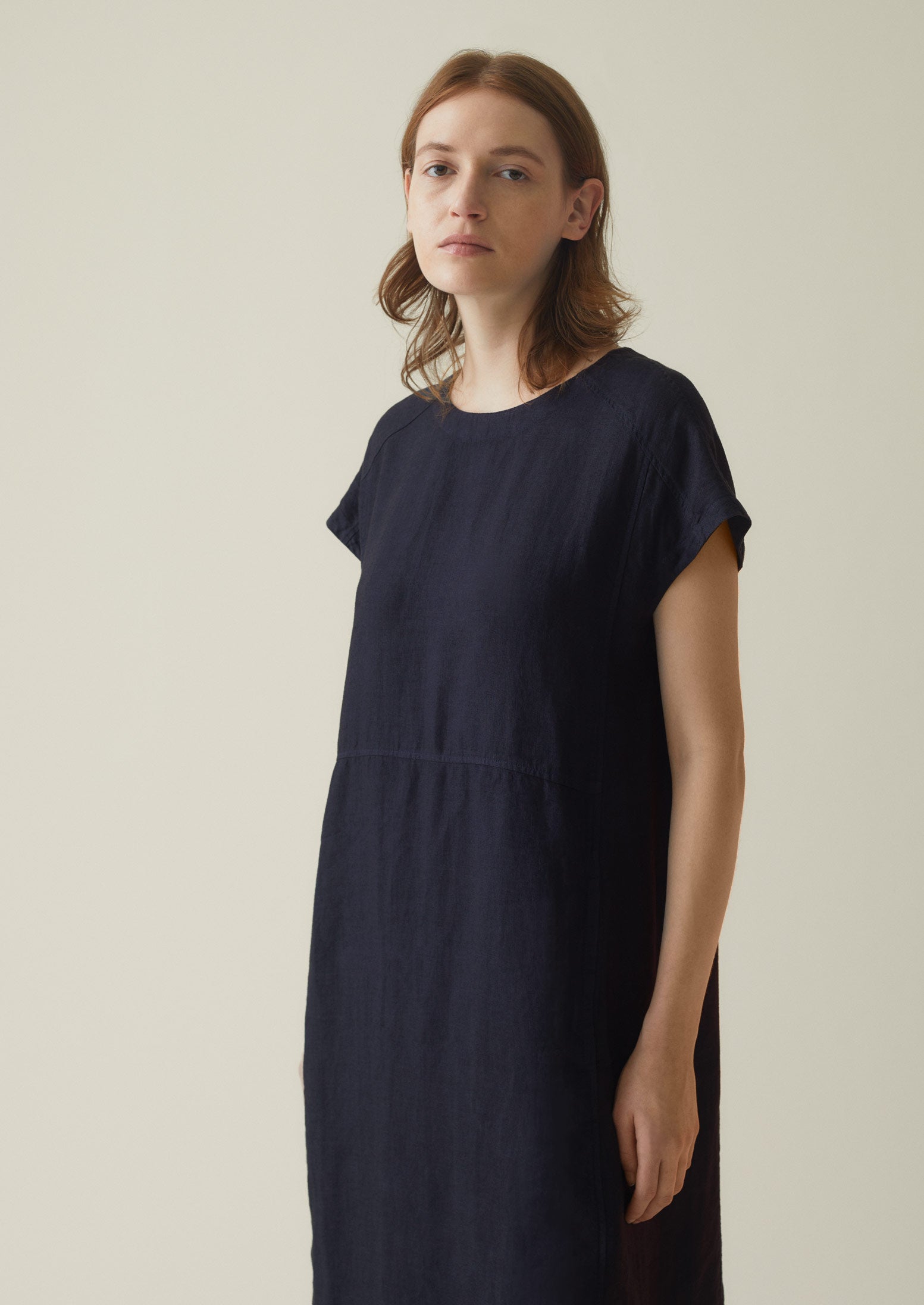 Garment Dyed Linen Tunic Dress | Midnight