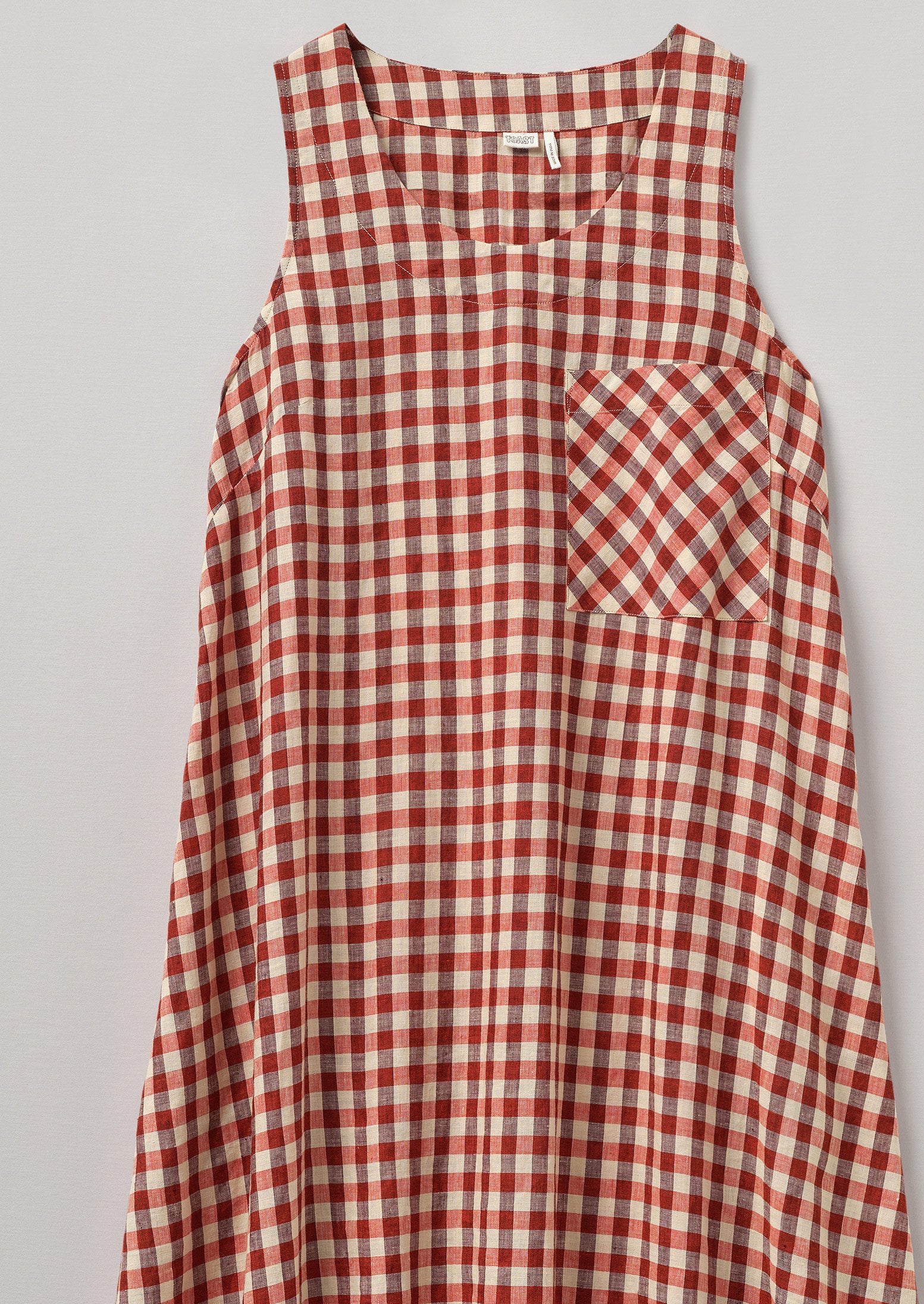 Gingham Linen Sleeveless Dress | Blush