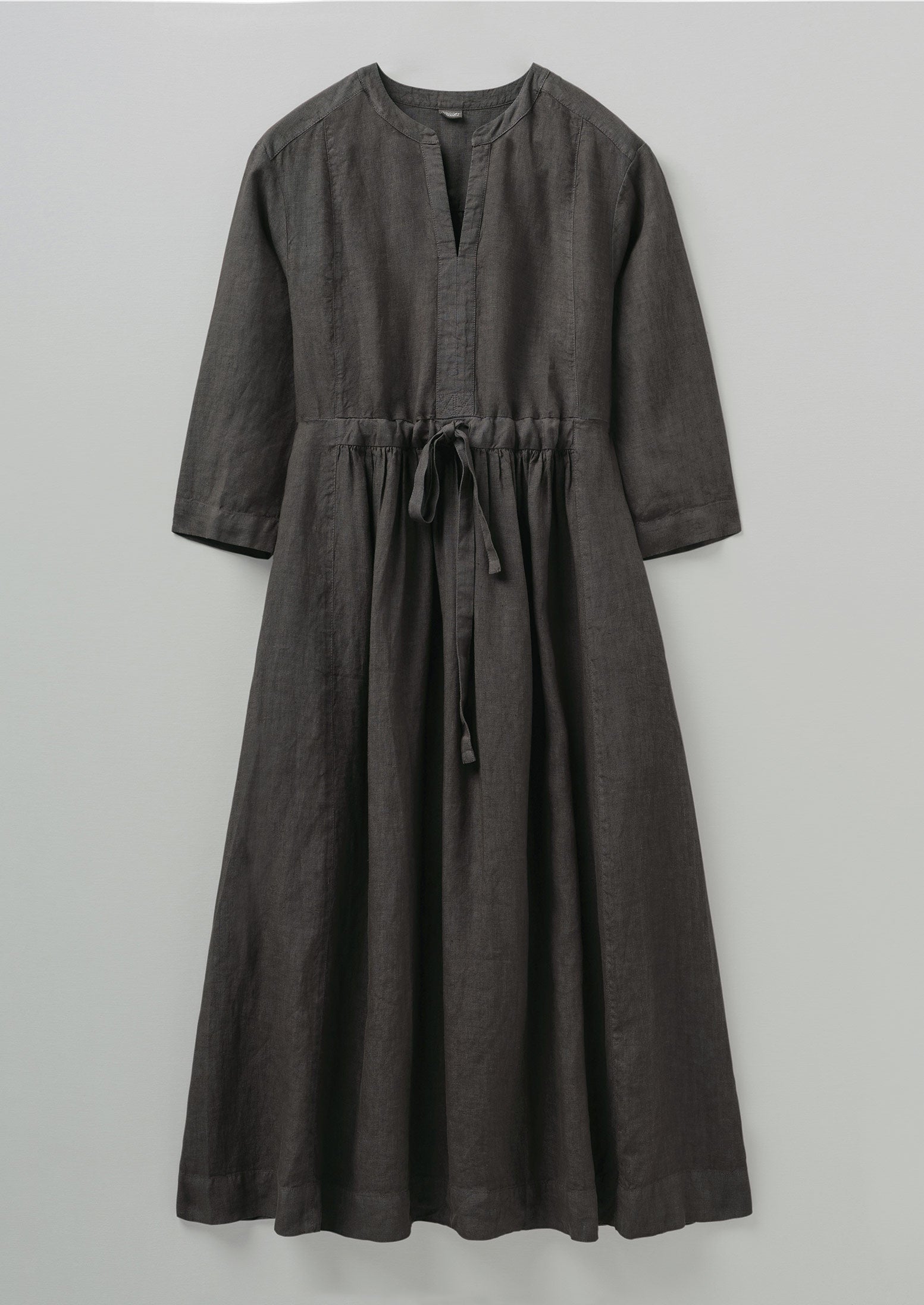 Gathered Garment Dyed Linen Dress | Liquorice