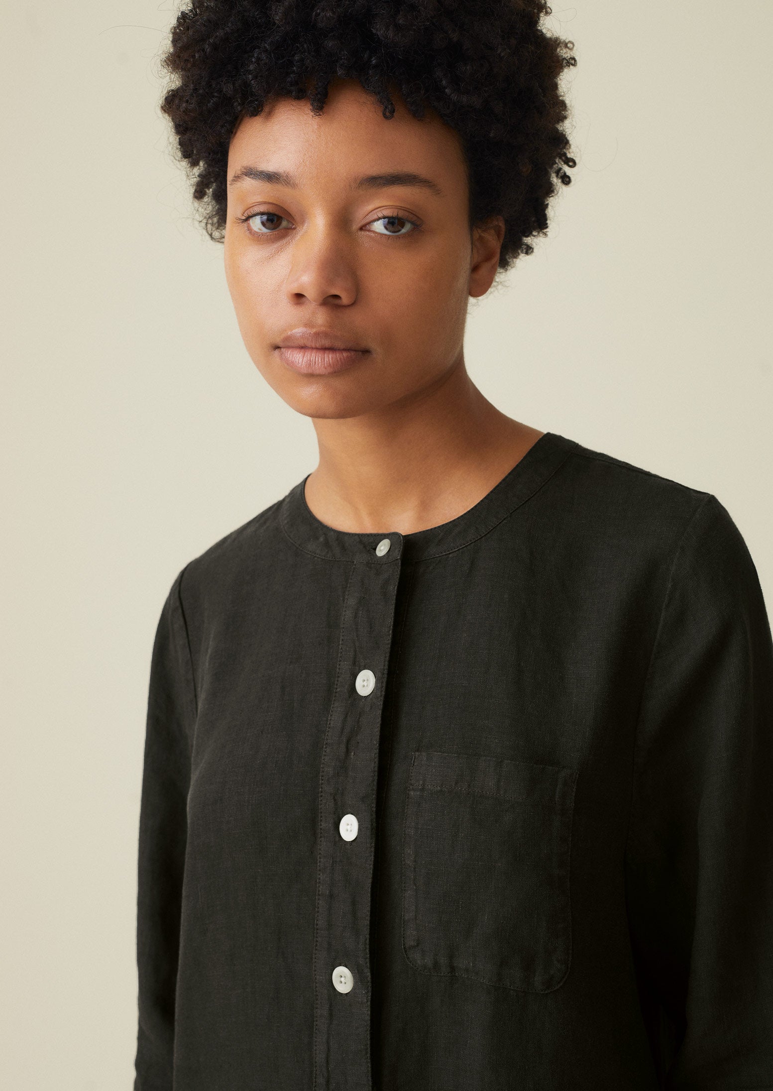 Garment Dyed Linen Shirt | Black Coffee