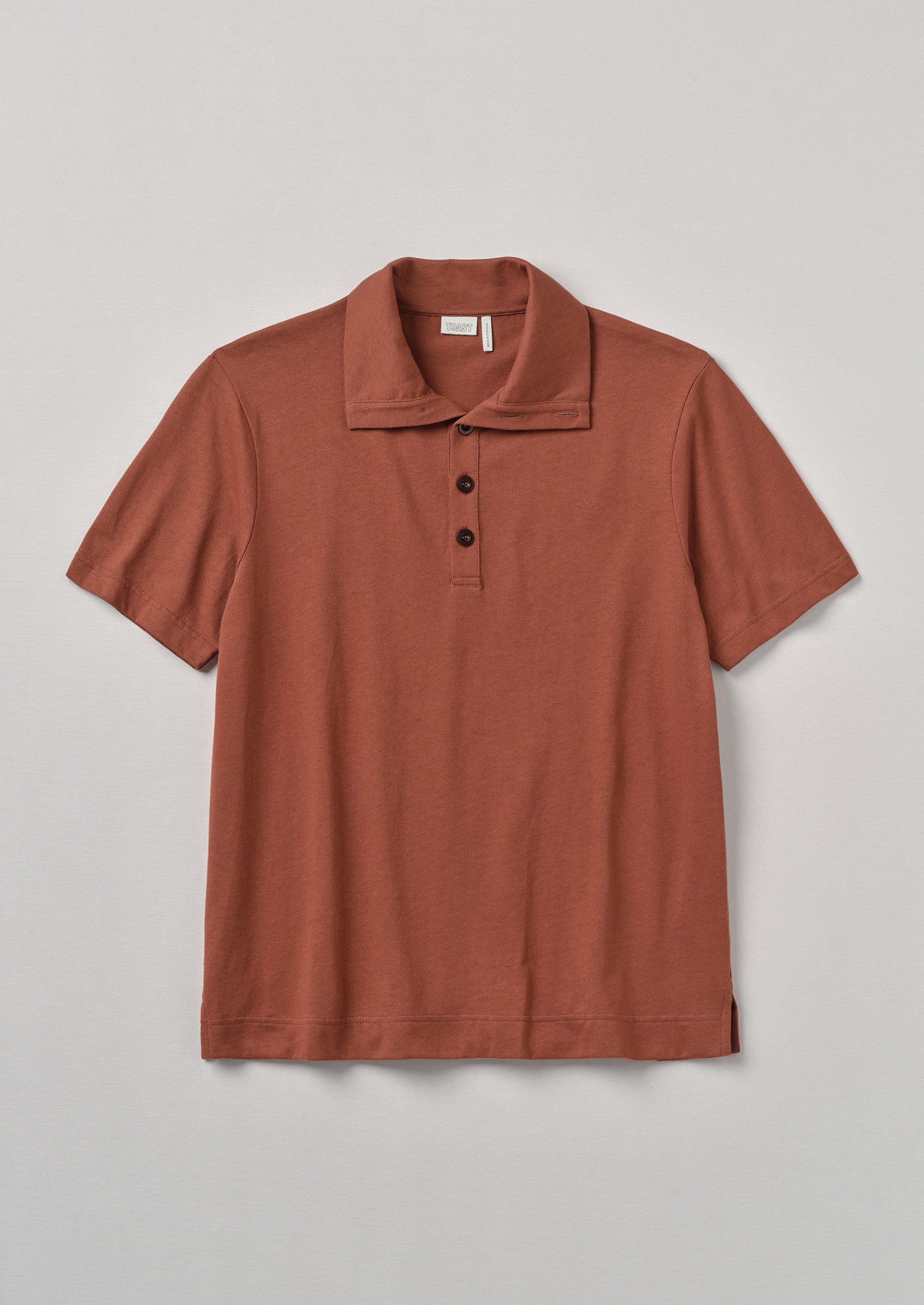 Organic Cotton Slub Polo Shirt | Burnt Sienna